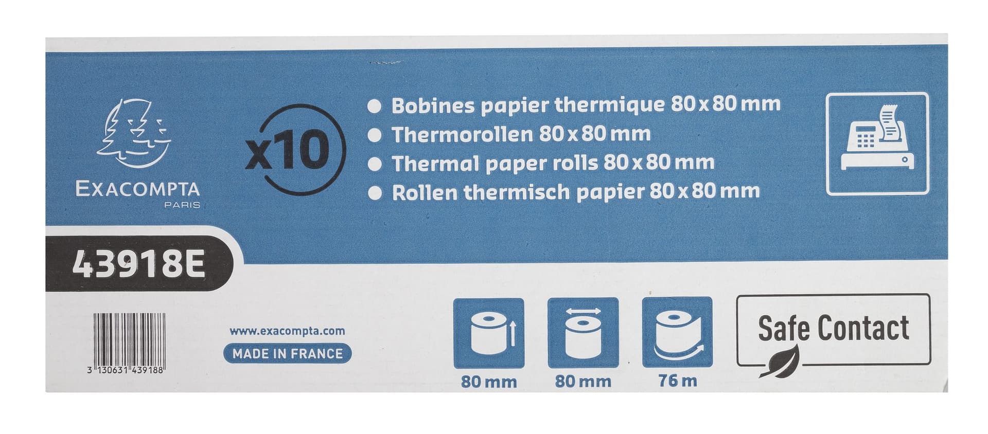 Telrol Exacompta 80mmx76m kern Ø12mm SafeContact thermisch 5
