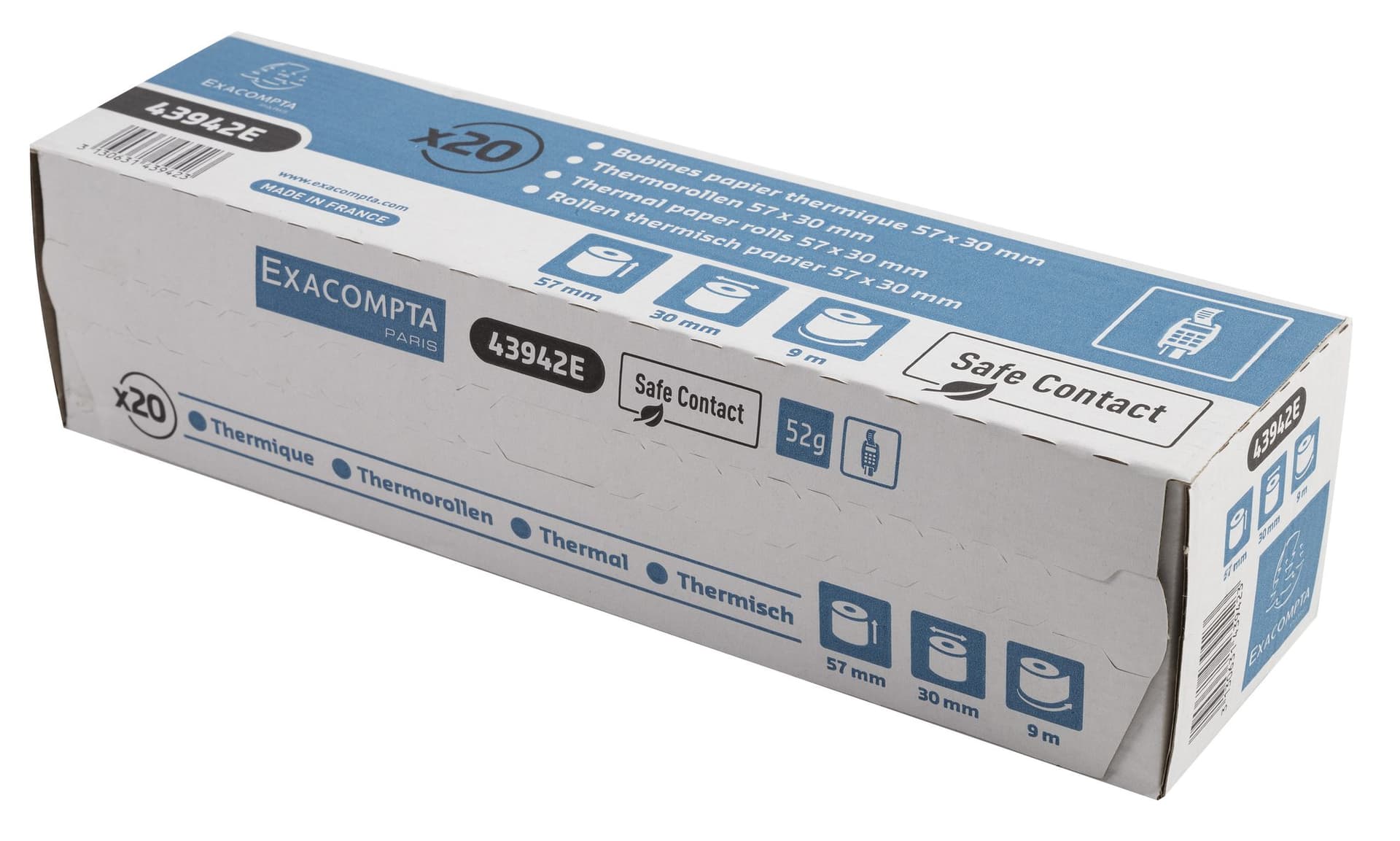 Telrol Exacompta 57mmx9m kern Ø12mm SafeContact thermisch 2