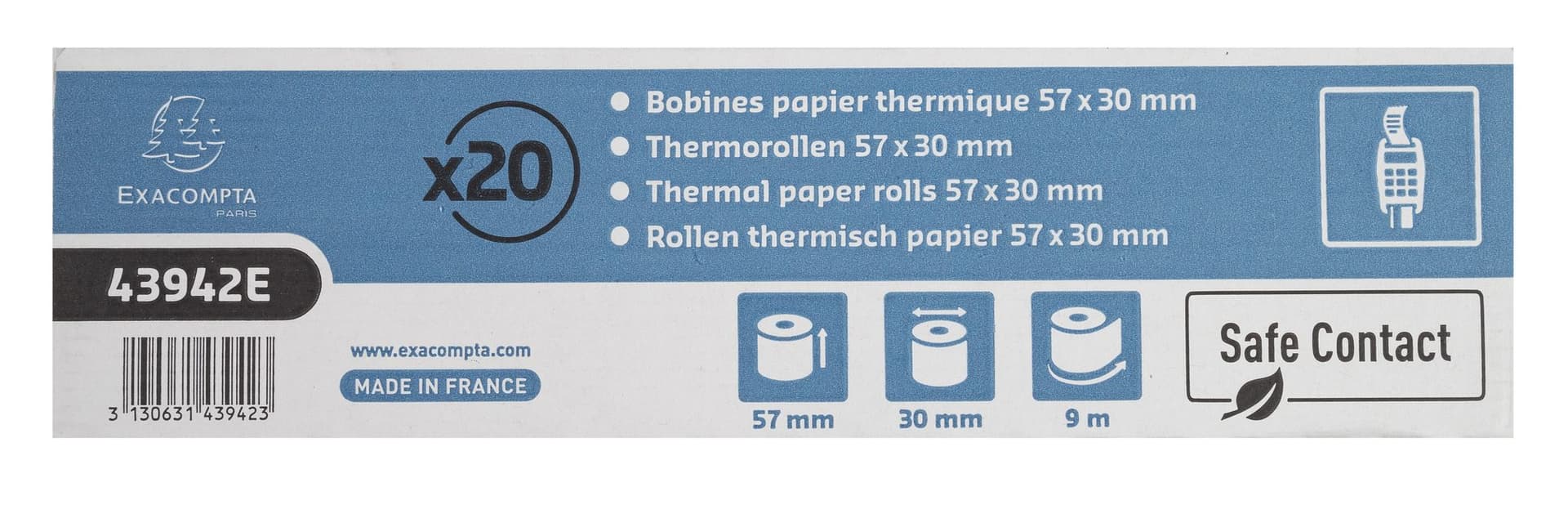 Telrol Exacompta 57mmx9m kern Ø12mm SafeContact thermisch 3