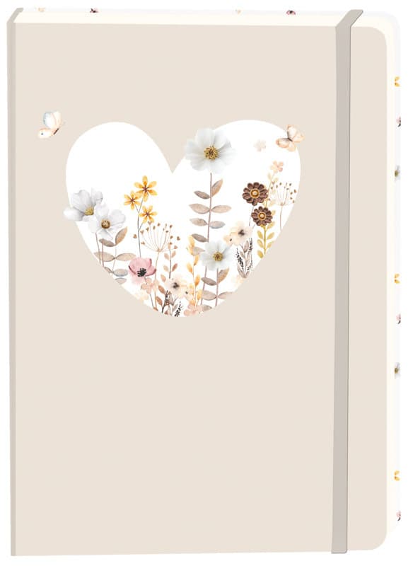 Notitieboek wit hart A5 lijn 92 pagina's softcover beige