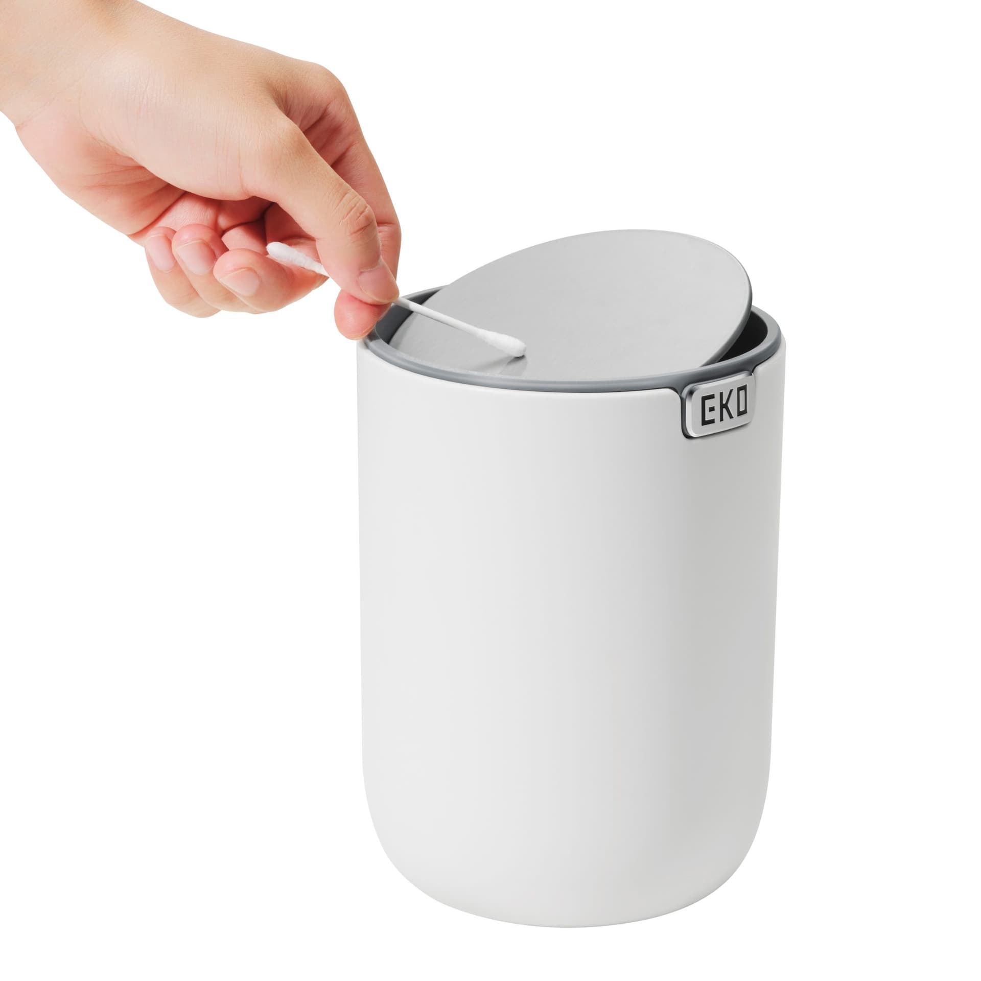 Afvalbak EKO Fandy 2 tafelmodel met swingdeksel 1,5 liter wit 3