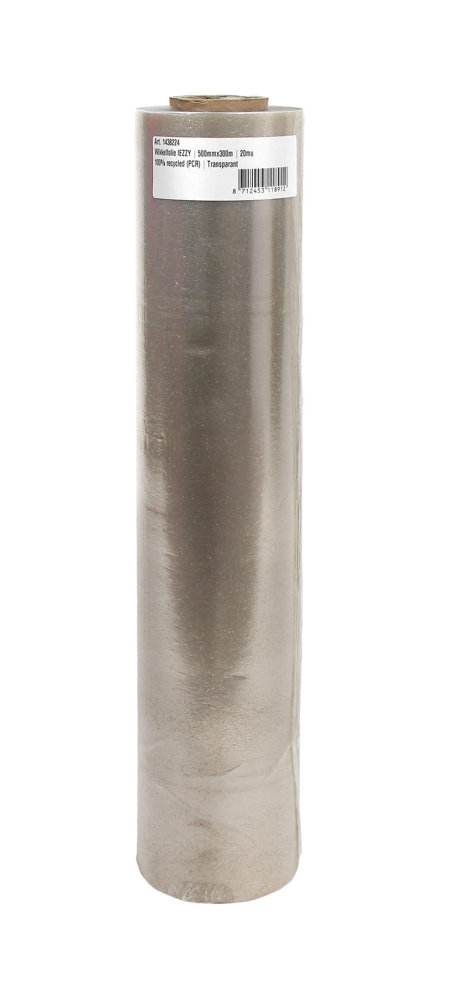 Wikkelfolie IEZZY 500mmx300m 20mu 100% recycled (PCR) transparant