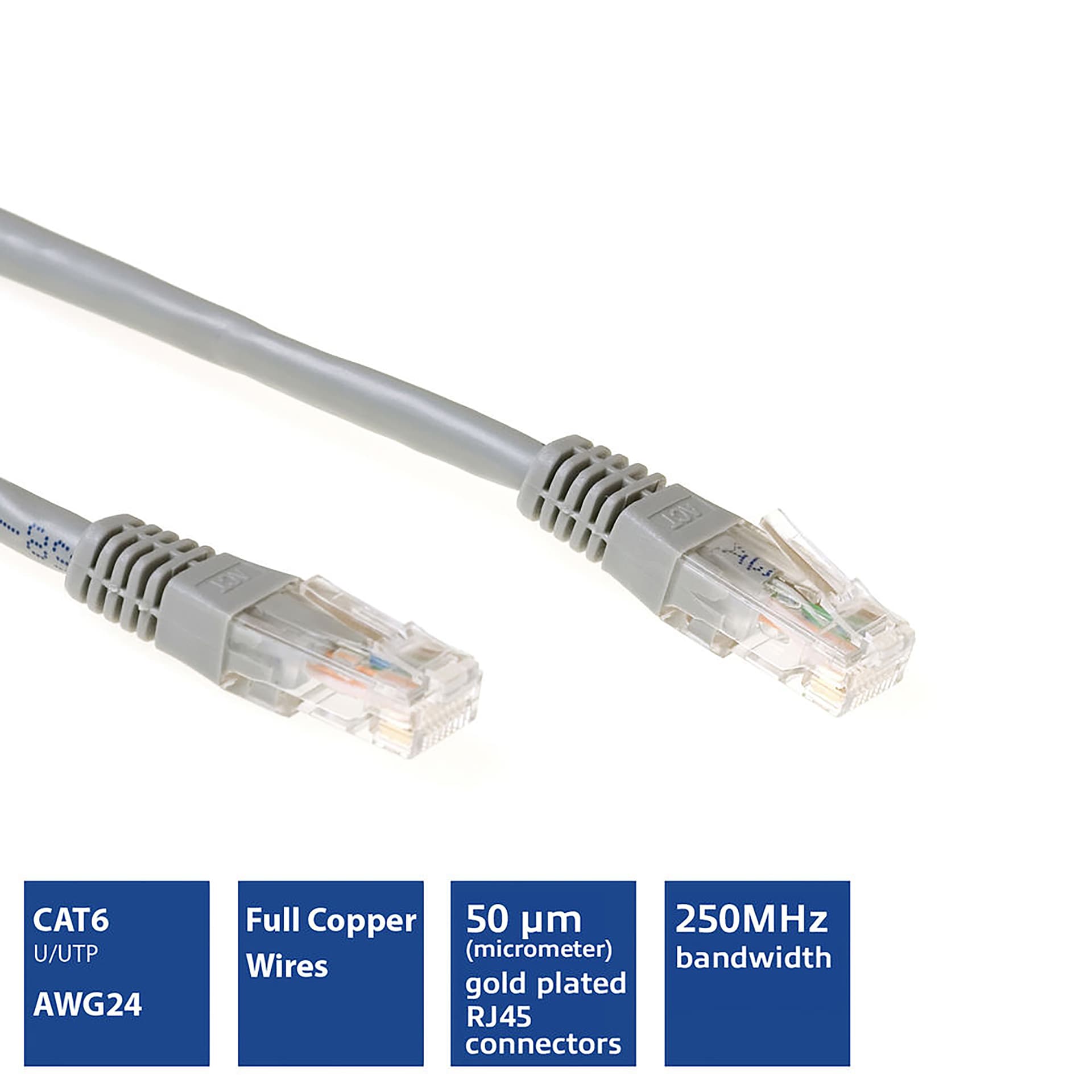 Kabel ACT U/UTP CAT6 patchkabel RJ45 Grijs 30 meter 3