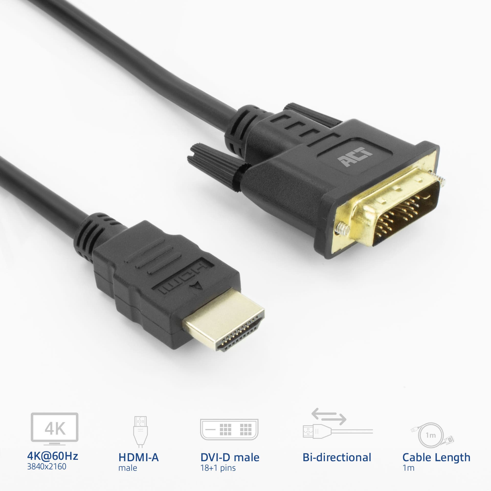 Adapterkabel ACT HDMI-A male naar DVI-D male 1 meter 2