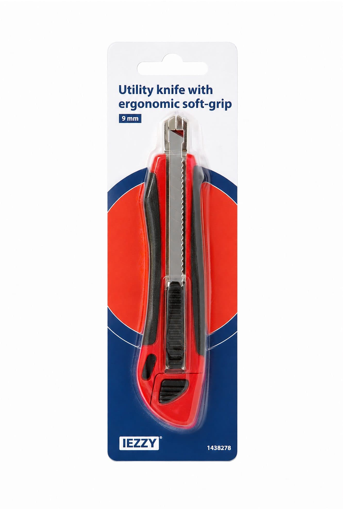 Snijmes IEZZY 9mm kunststof met ergonomische softgrip incl. 3 mesje 2