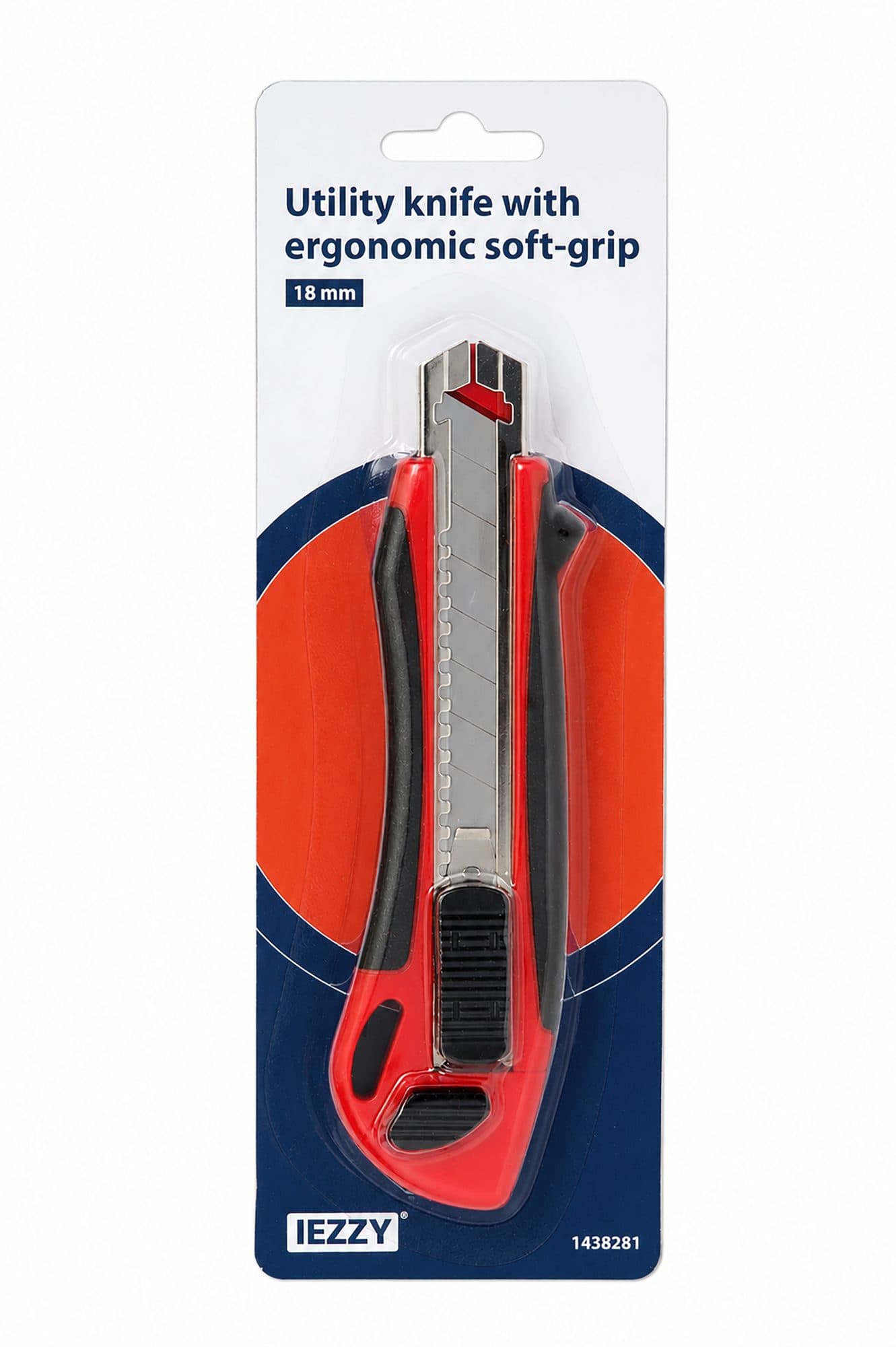 Snijmes IEZZY 18mm kunststof met ergonomische softgrip incl. 3 mesje 2