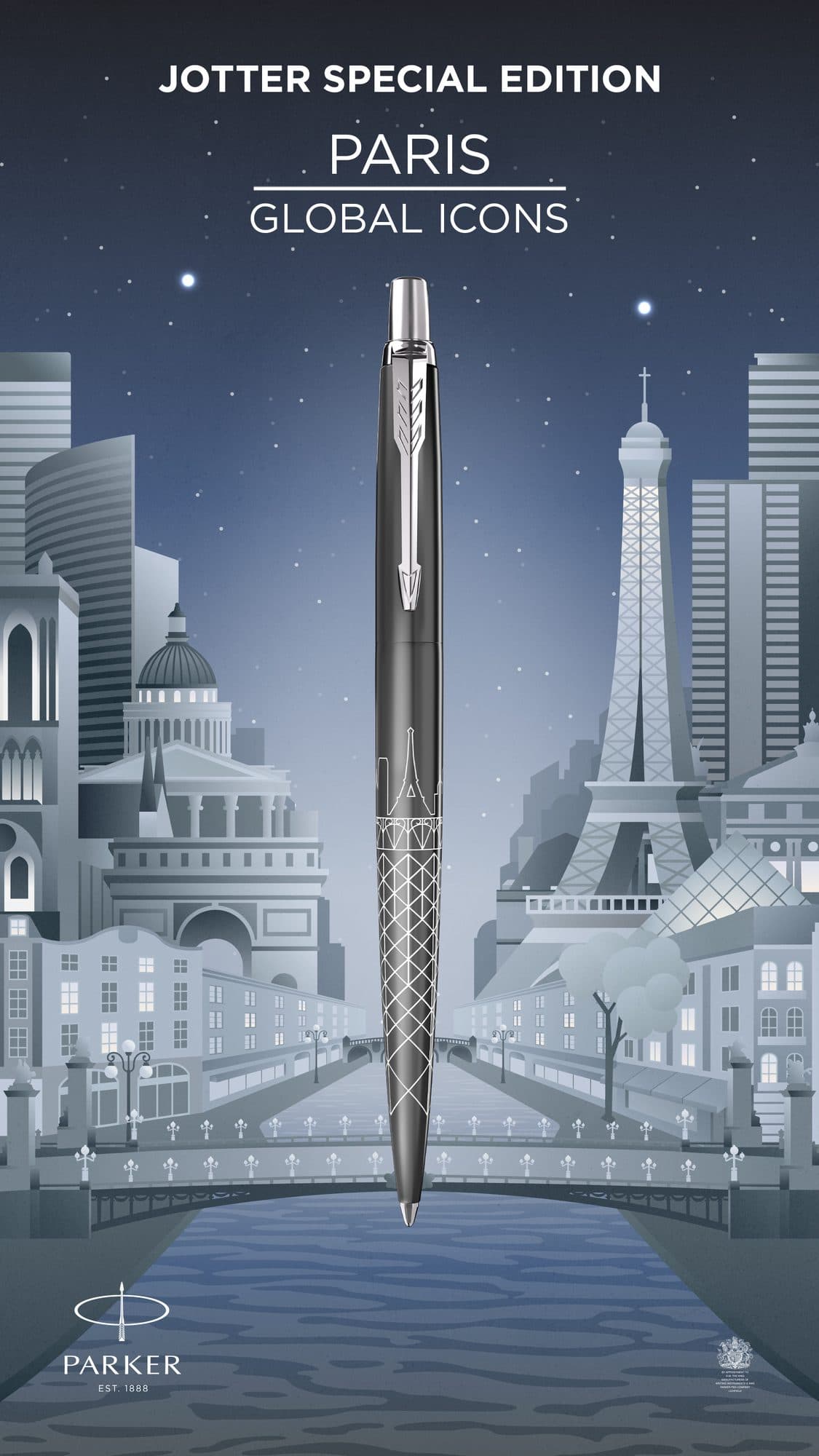 Balpen Parker Jotter special edition Paris grey CT medium 6