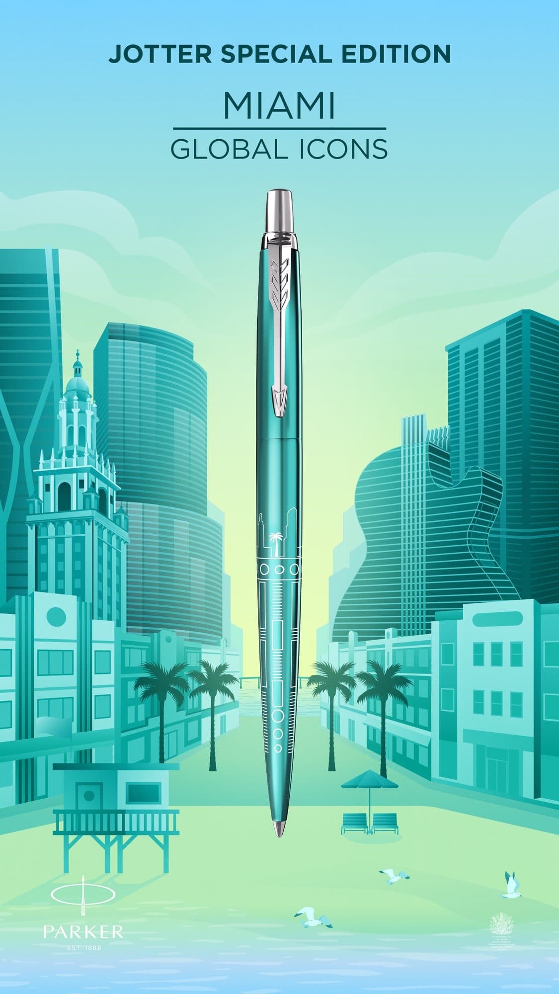 Balpen Parker Jotter special edition Miami turquoise CT medium 6