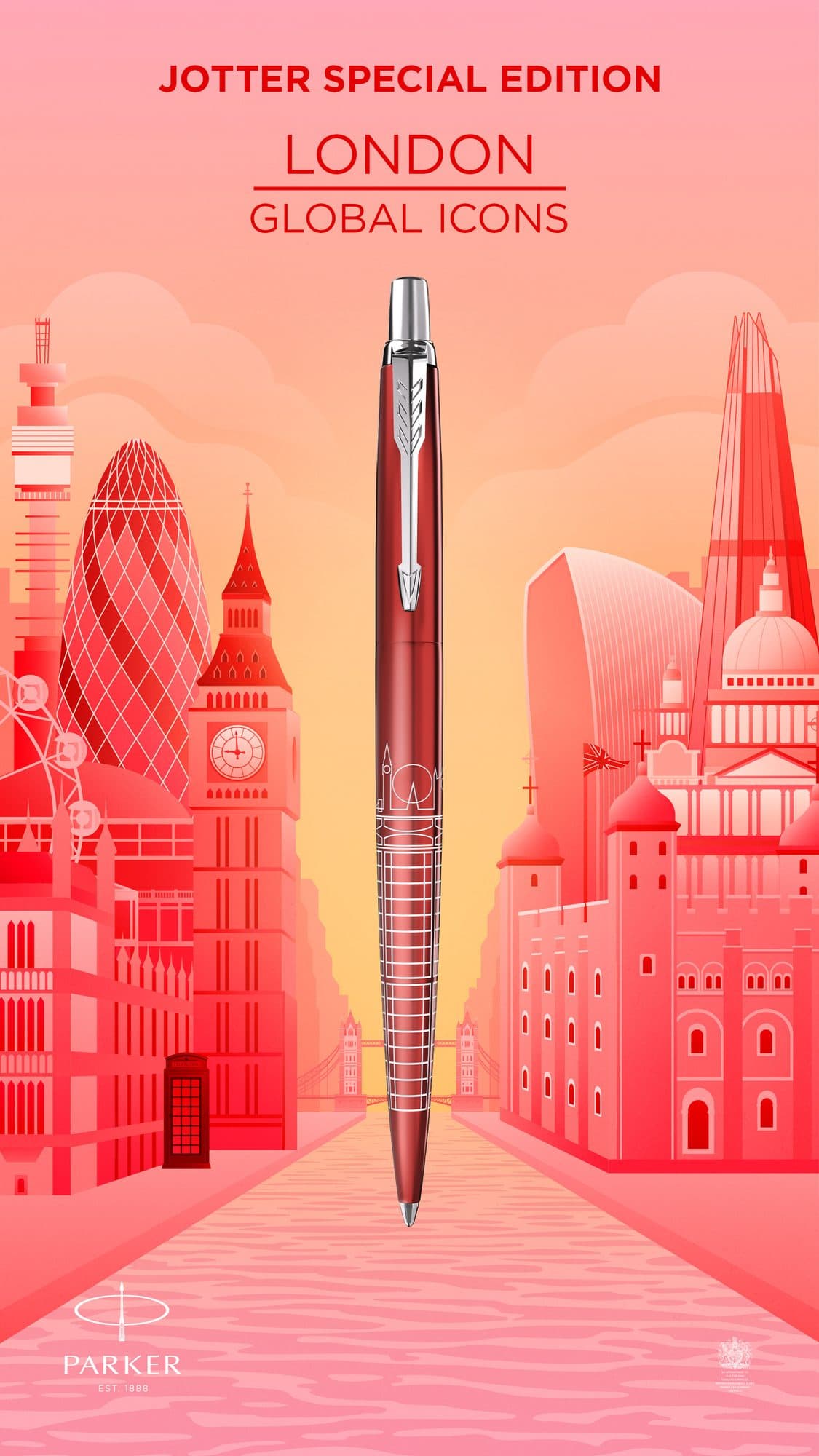 Balpen Parker Jotter special edition London red CT medium 6