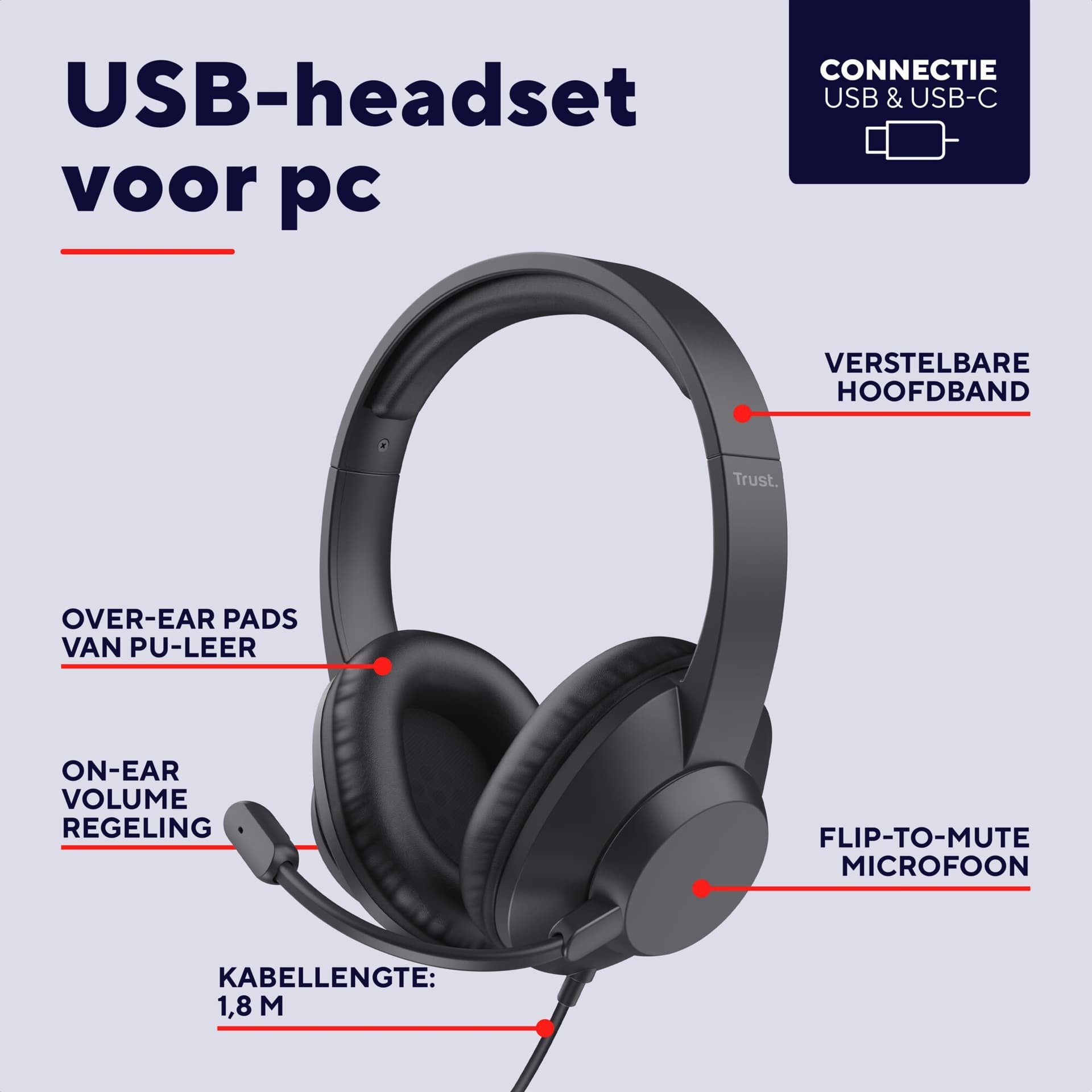 Hoofdtelefoon Trust Ayda Max USB 3