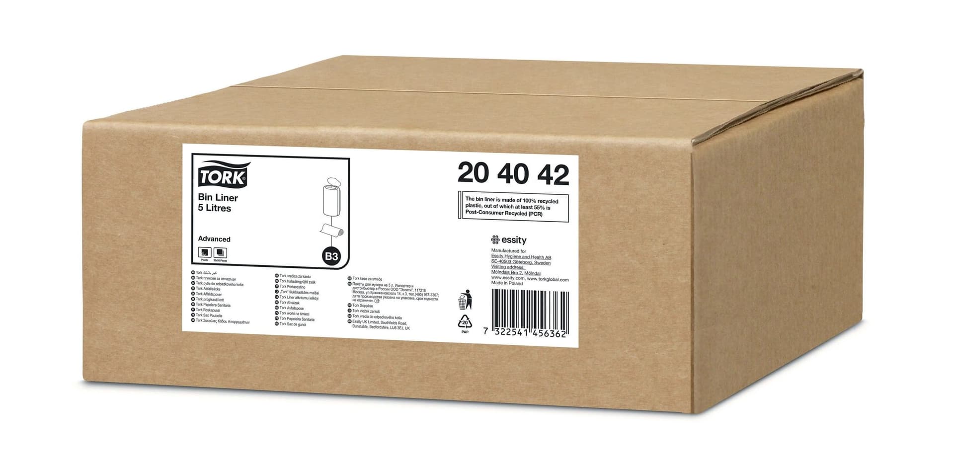 Afvalzak Tork B3 Advanced 33x40cm 5L transparant 204042 3