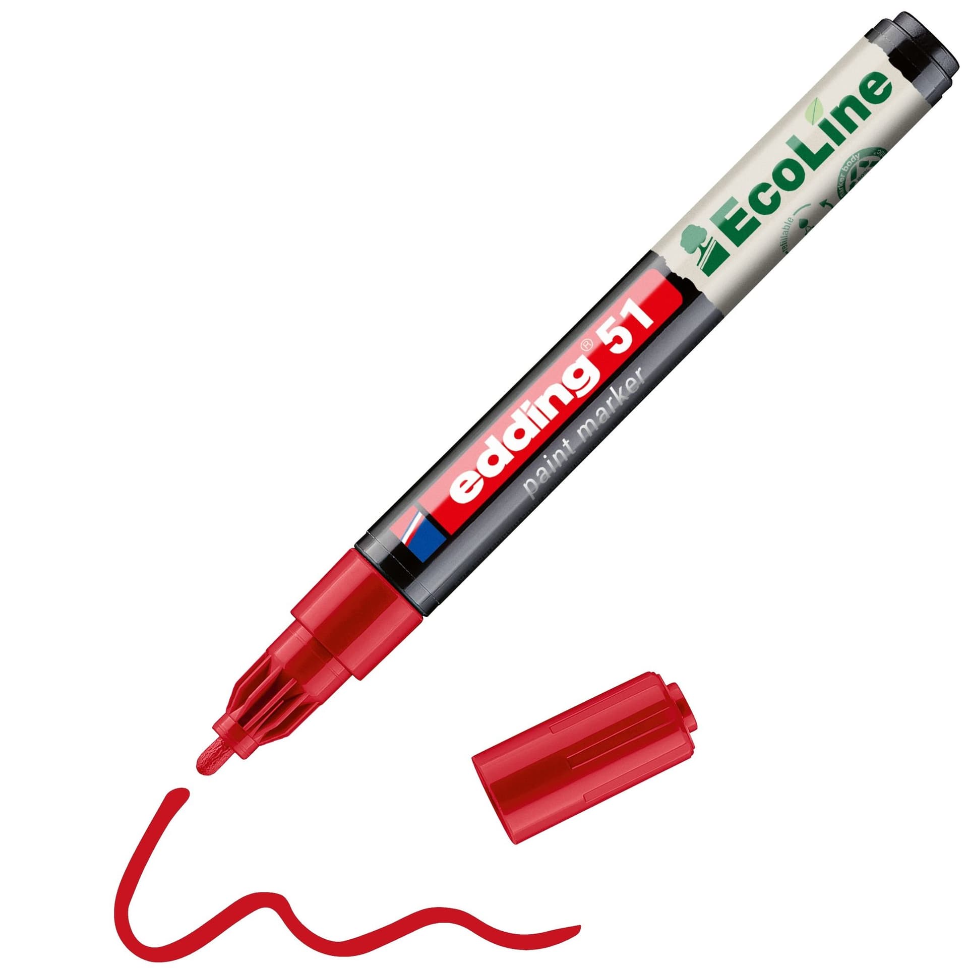 Paintmarker edding 51 EcoLine op waterbasis 1-2mm rood 2
