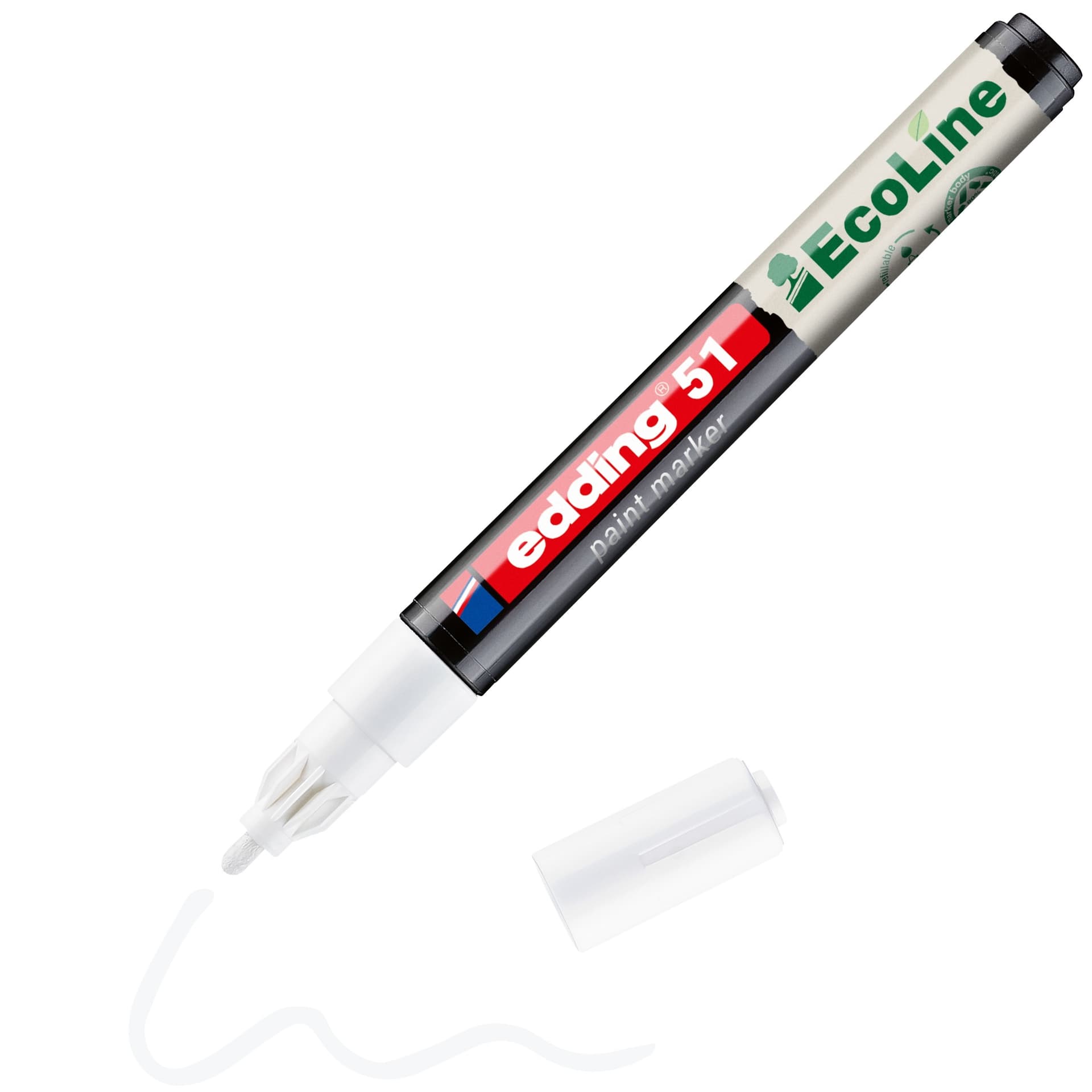 Paintmarker edding 51 EcoLine op waterbasis 1-2mm wit 2