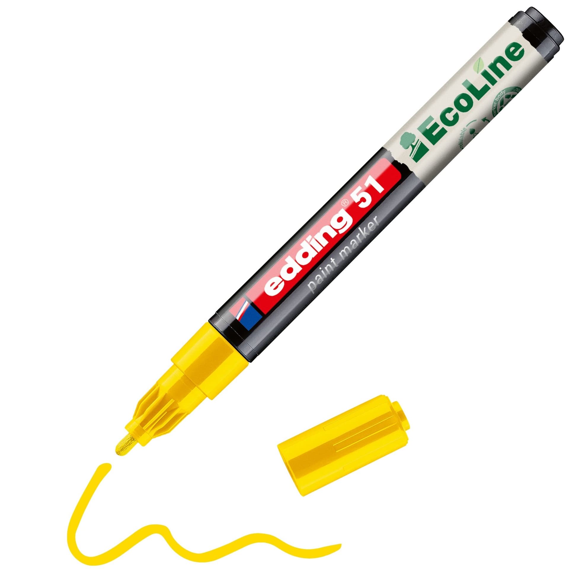 Paintmarker edding 51 EcoLine op waterbasis 1-2mm geel 2