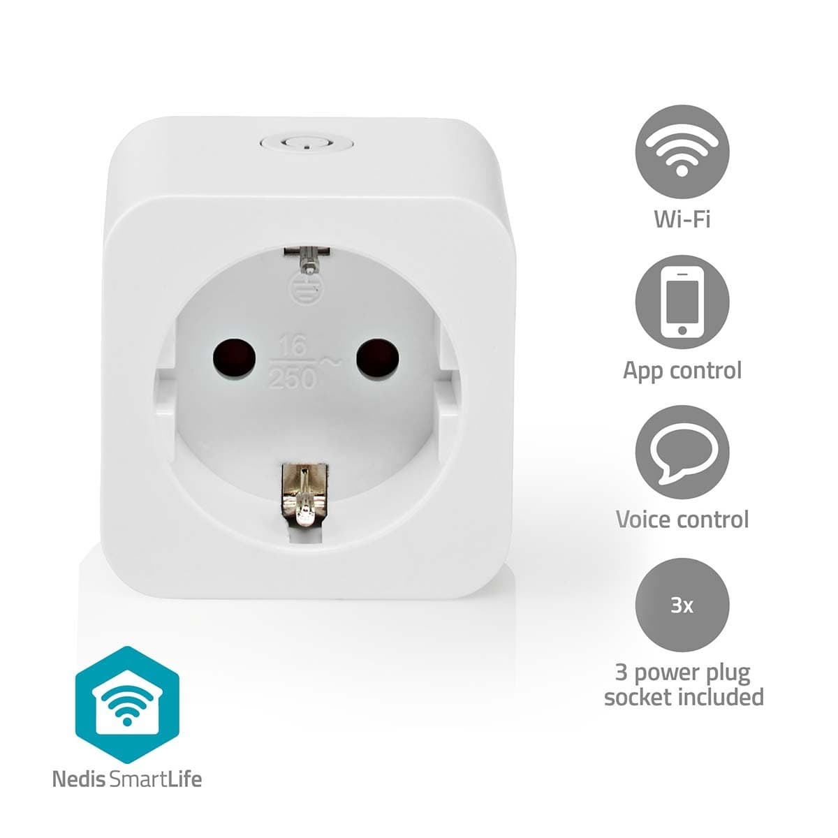 Slimme stekker Nedis Smartlife Wifi 3 stuks wit 5