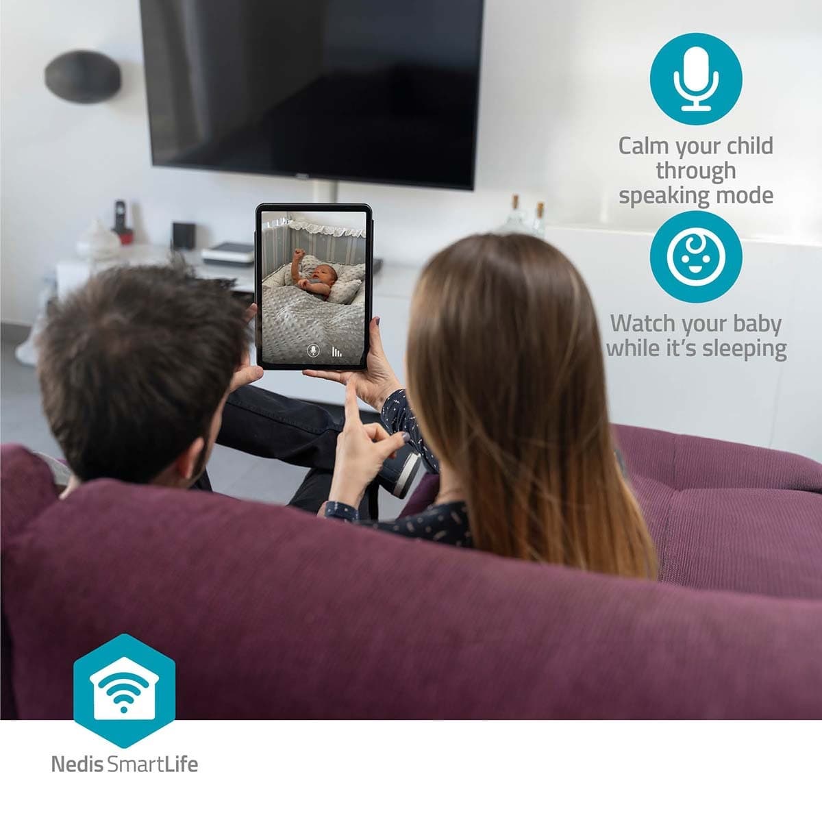 Beveiligingscamera Nedis Smartlife Wifi indoor 3MP Full HD 1296p wit 8