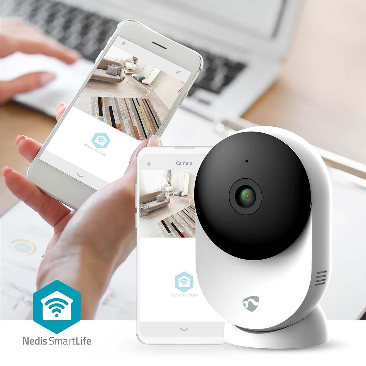 Beveiligingscamera Nedis Smartlife Wifi indoor 3MP Full HD 1296p wit 6