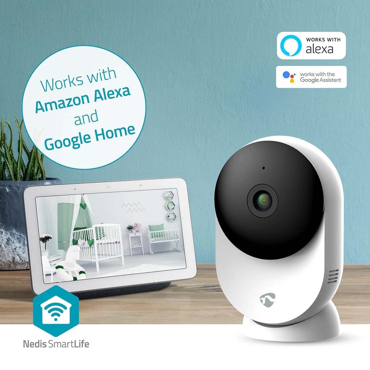 Beveiligingscamera Nedis Smartlife Wifi indoor 3MP Full HD 1296p wit 7