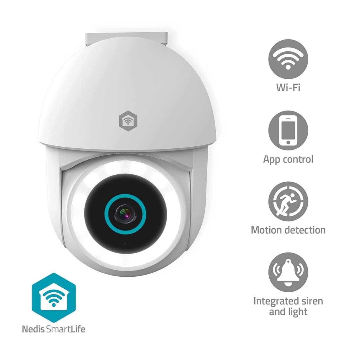 Beveiligingscamera Nedis Smartlife Wifi buiten 3MP Full HD 1296p wit 5