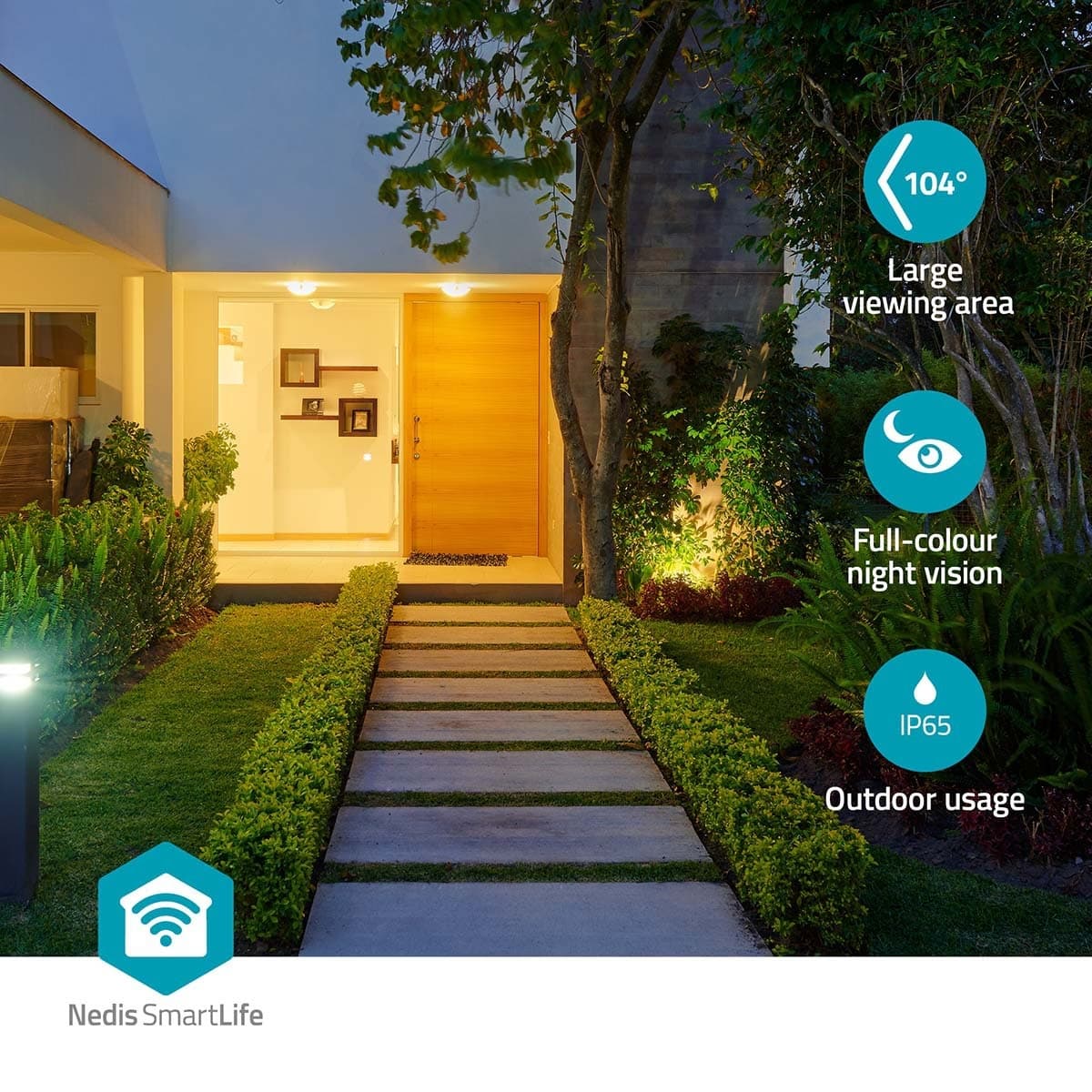 Beveiligingscamera Nedis Smartlife Wifi buiten 3MP Full HD 1296p wit 8