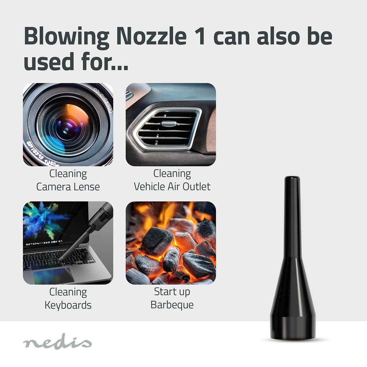 Handstofzuiger / luchtblazer Nedis 90W oplaadbaar zwart 5