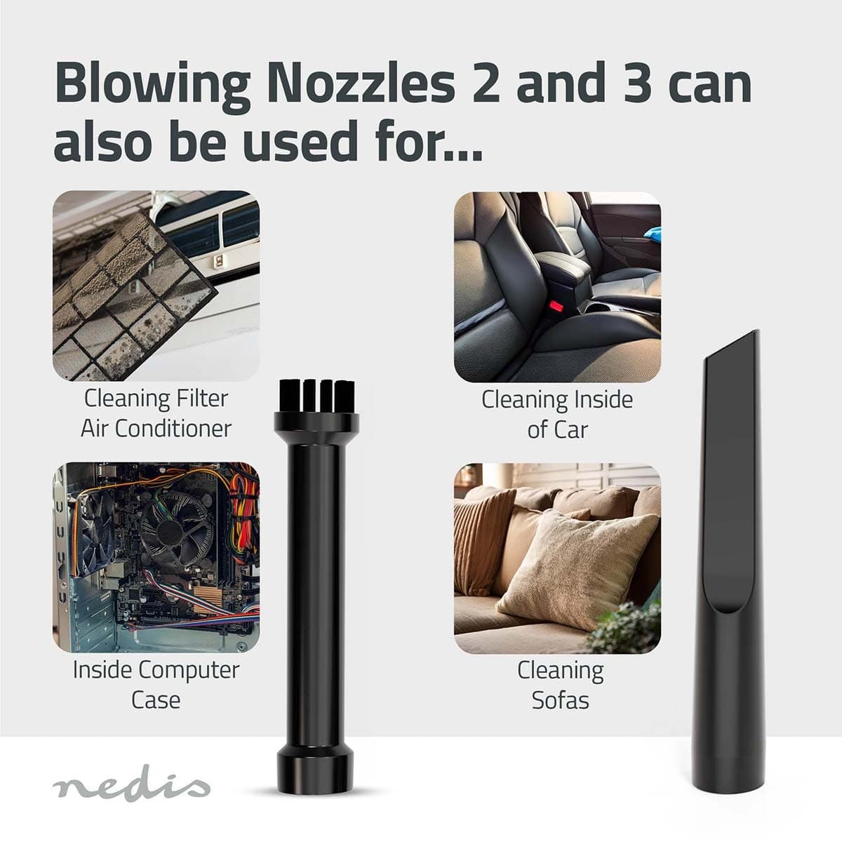 Handstofzuiger / luchtblazer Nedis 90W oplaadbaar zwart 6
