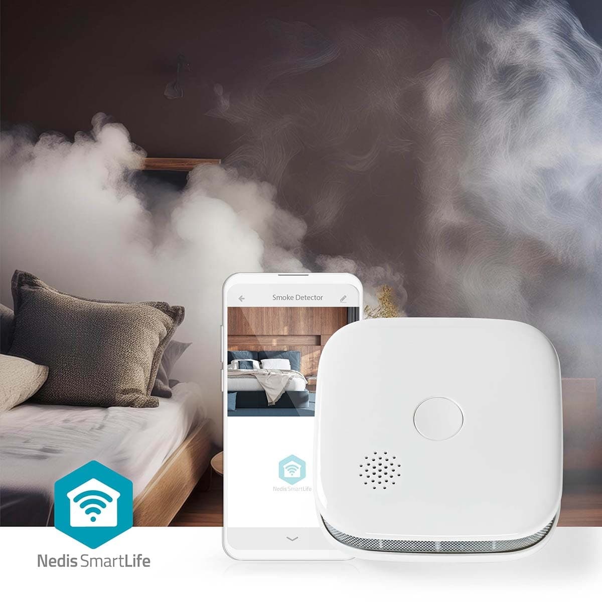 Rookmelder Nedis Smartlife Wifi 10 jaar sensor wit 11