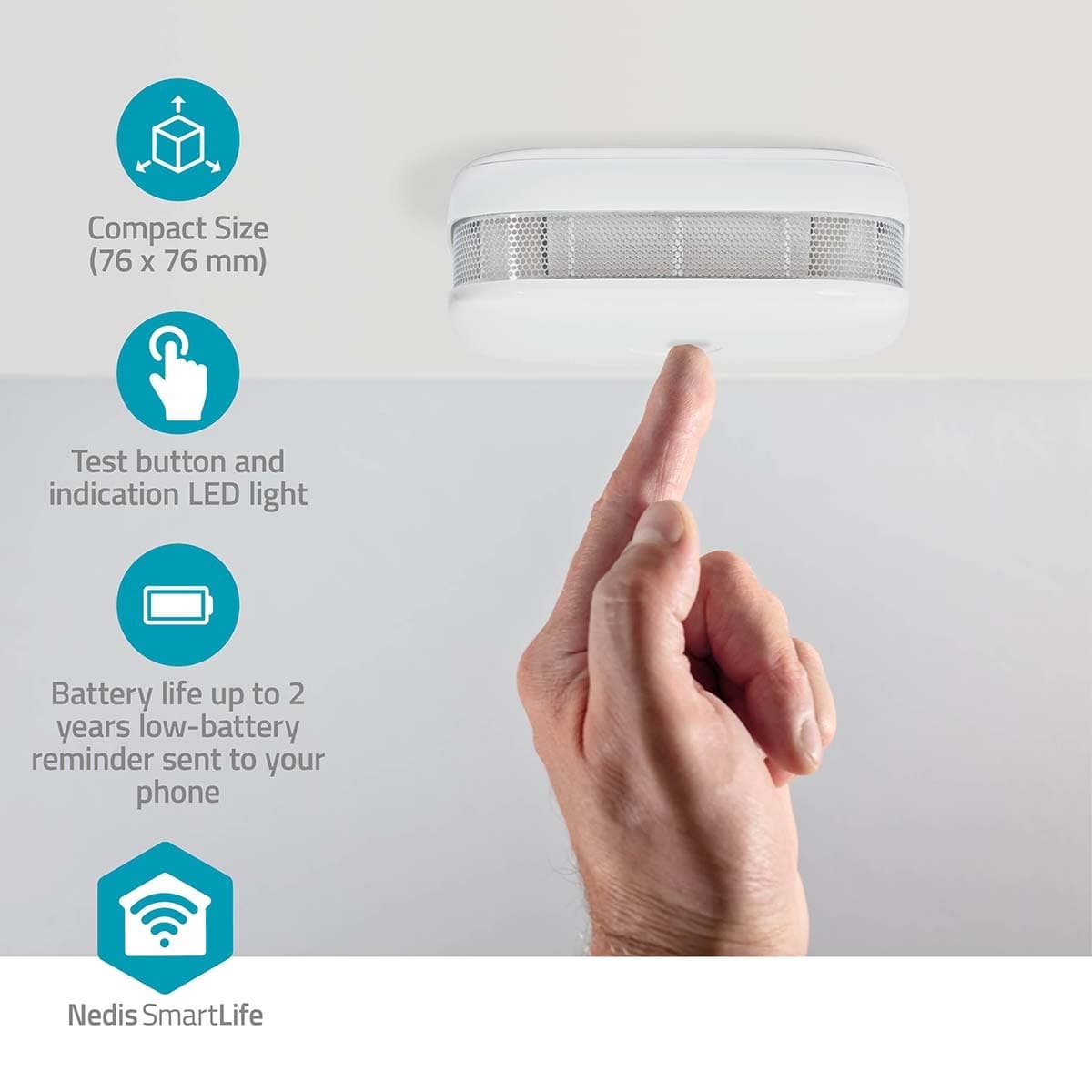 Rookmelder Nedis Smartlife Wifi 10 jaar sensor wit 7