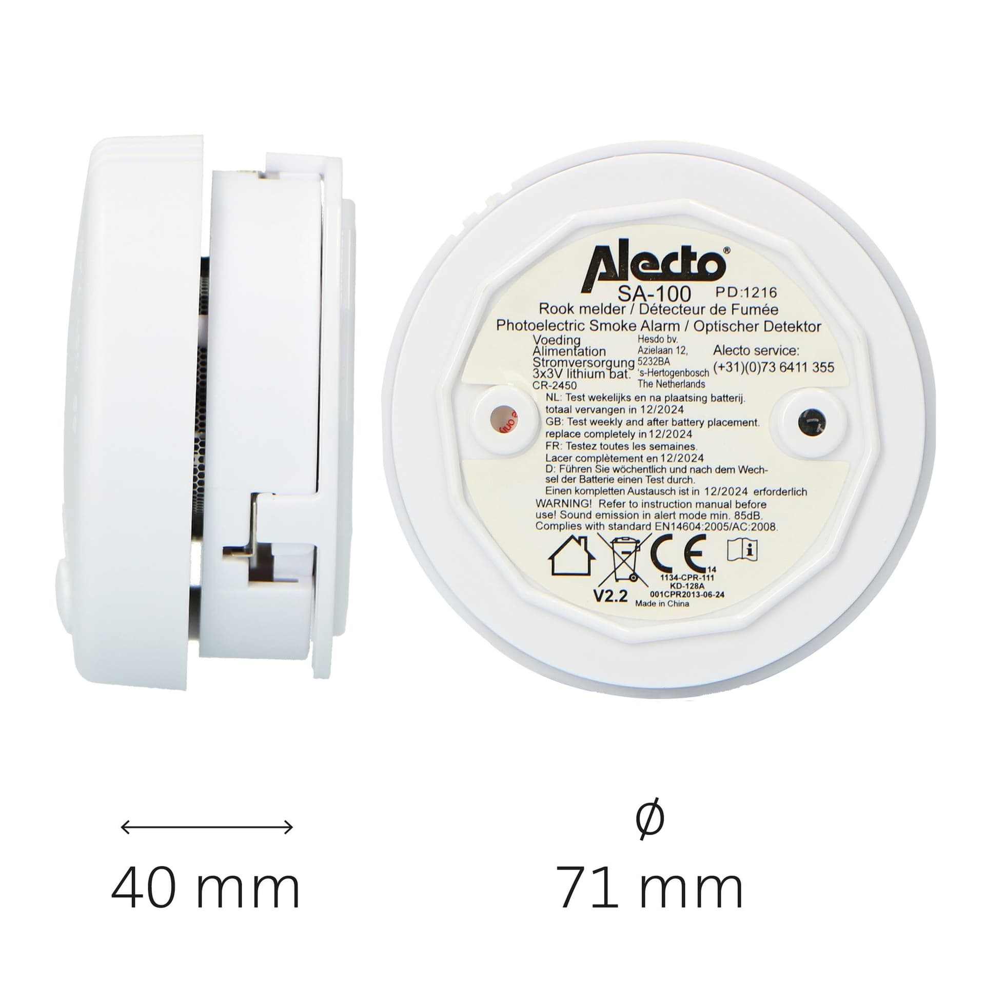 Rookmelder Alecto mini 2 stuks met 5 jaar batterij SA102 wit 5