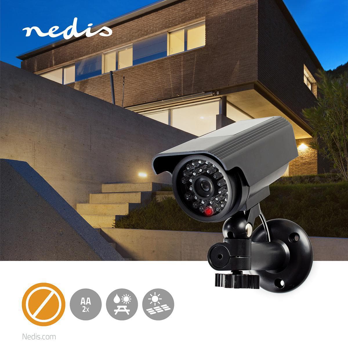 Dummy beveiligingscamera Nedis bullet solar buiten grijs 6