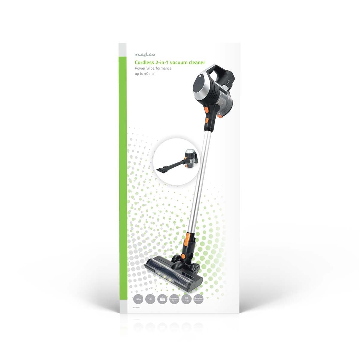 Steelstofzuiger Nedis 2-in-1 snoerloos HEPA 130W zwart