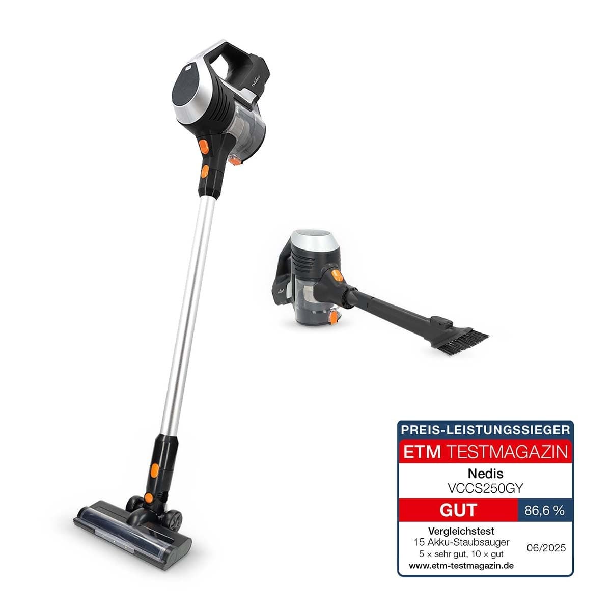 Steelstofzuiger Nedis 2-in-1 snoerloos HEPA 130W zwart 7