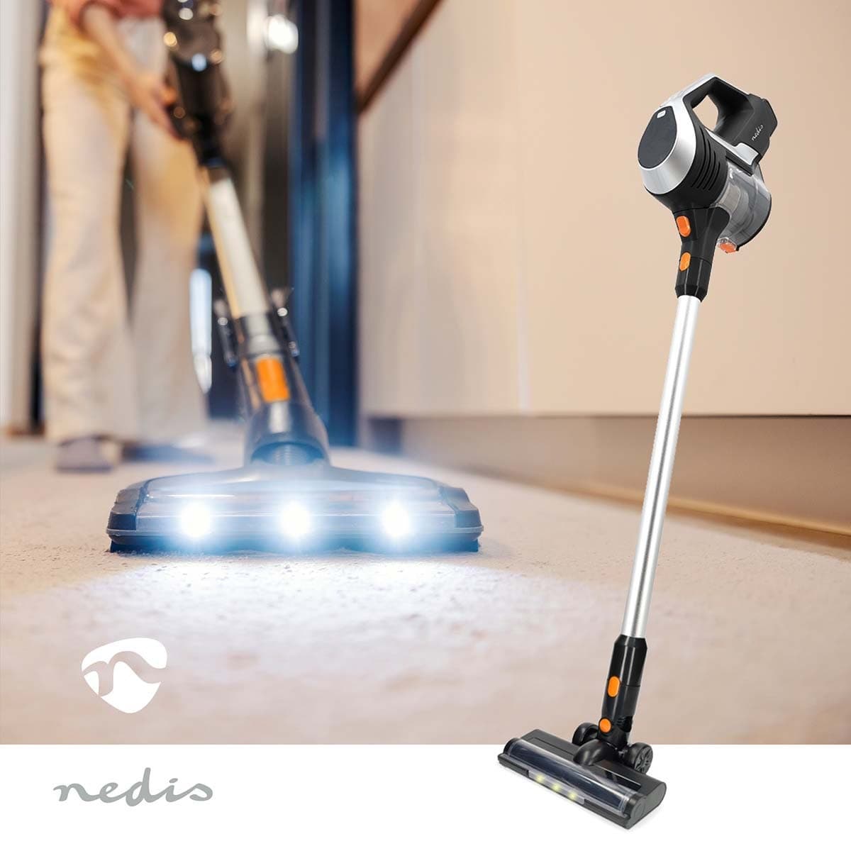 Steelstofzuiger Nedis 2-in-1 snoerloos HEPA 130W zwart 8