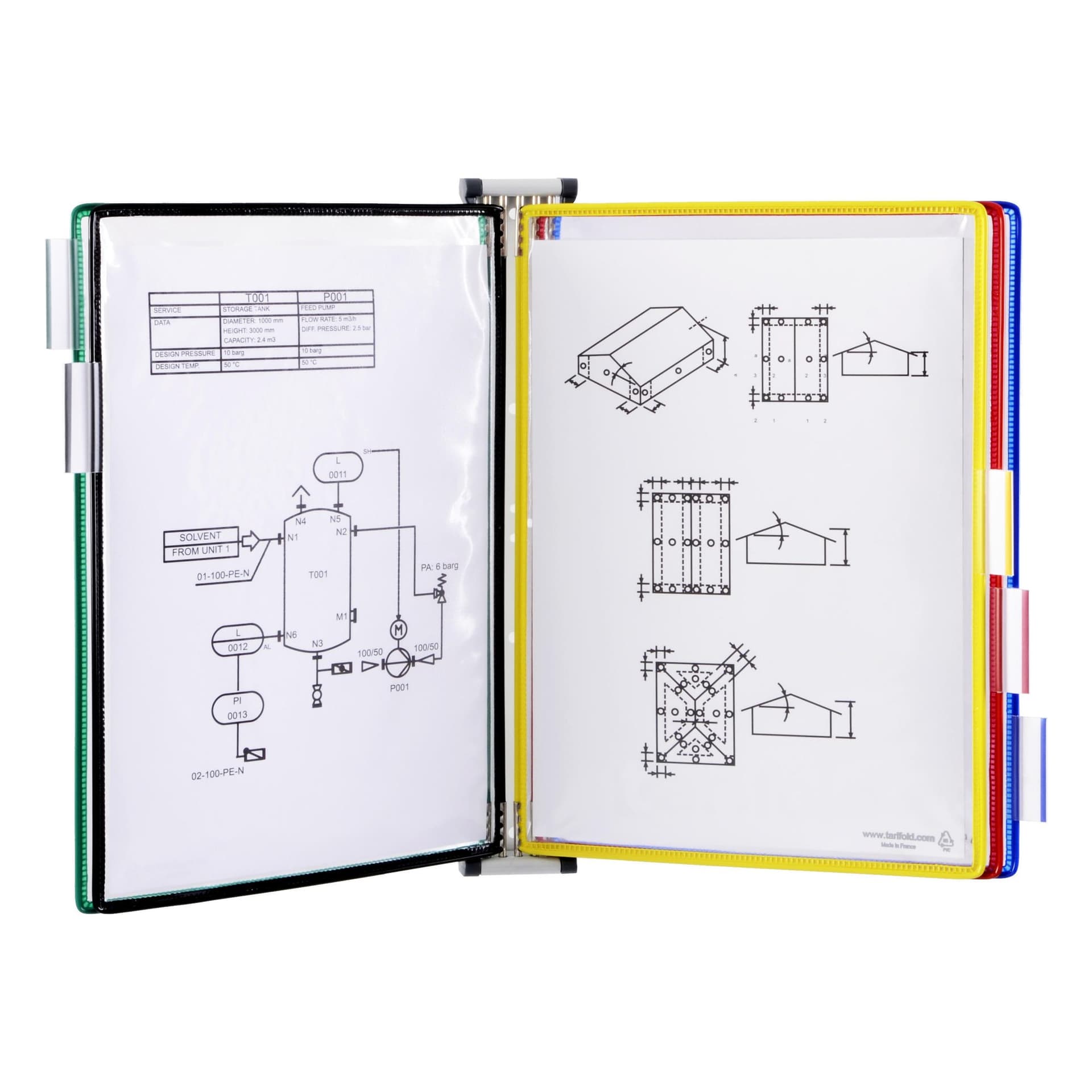 Zichtpanelensysteem wand Tarifold metaal A4 met 5-tassen assorti 3