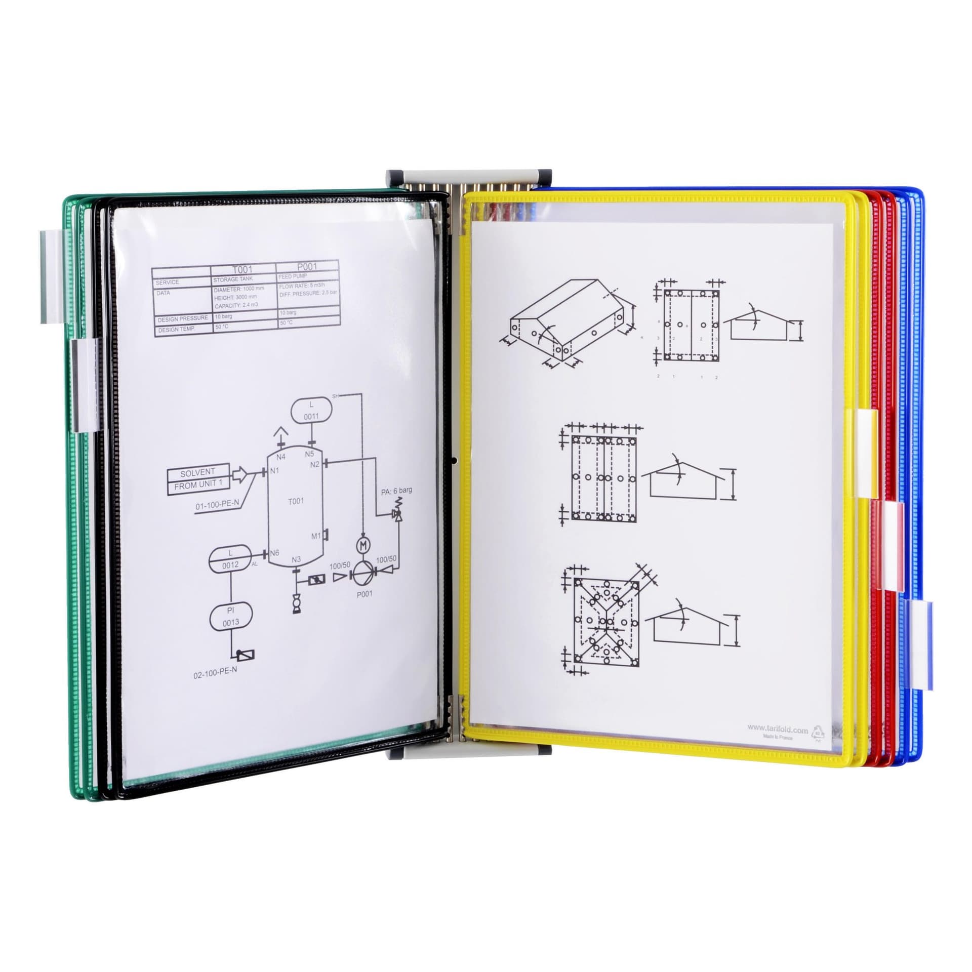 Zichtpanelensysteem wand Tarifold magnetisch A4 met 10-tassen assorti 2