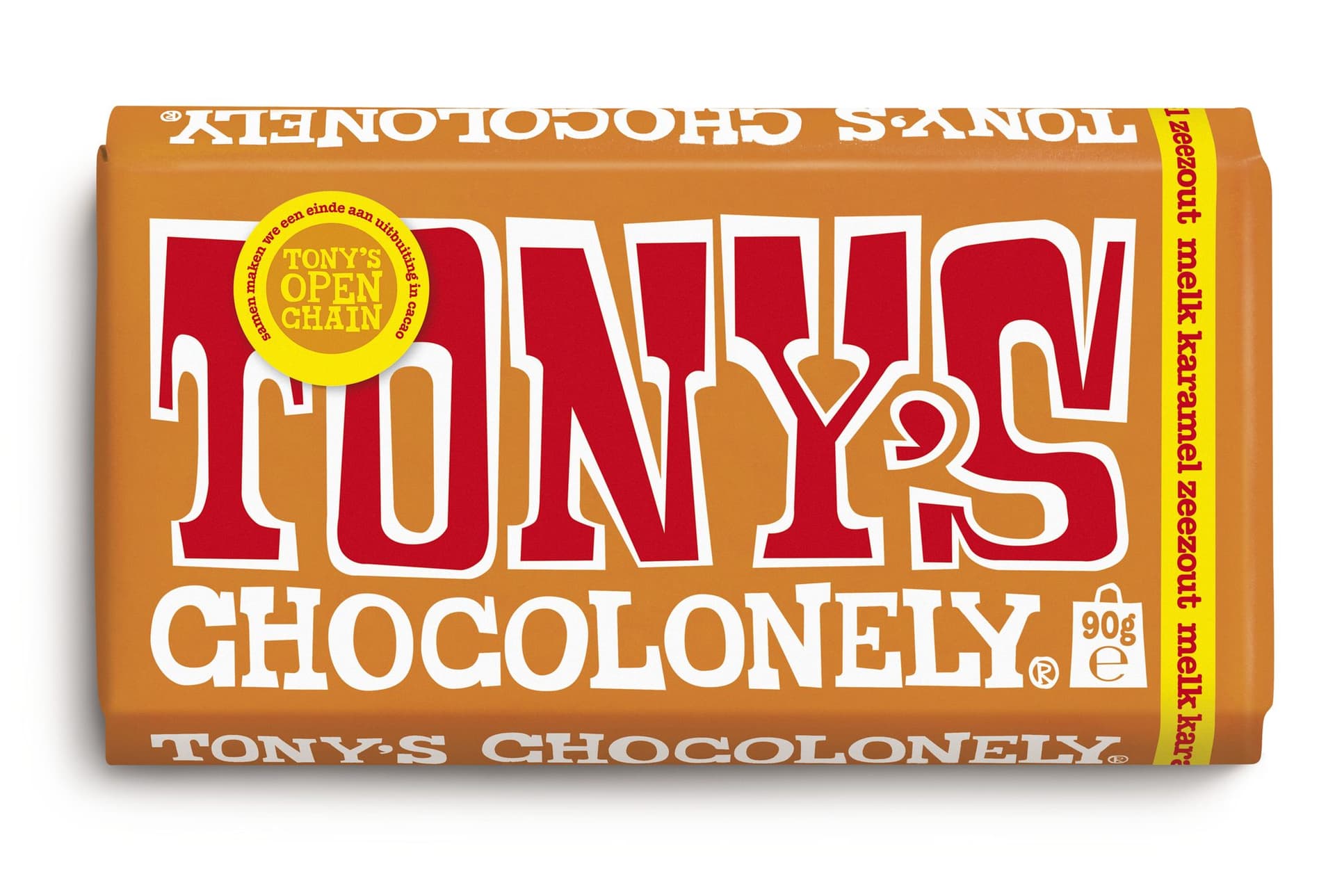 Chocolade Tony's Chocolonely melk karamel zeezout reep 90 gram 2