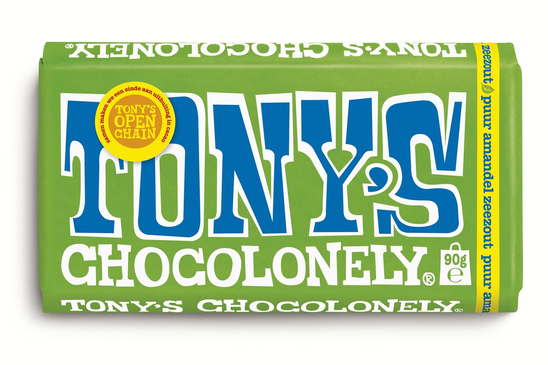 Chocolade Tony's Chocolonely puur amandel zeezout reep 90 gram 2