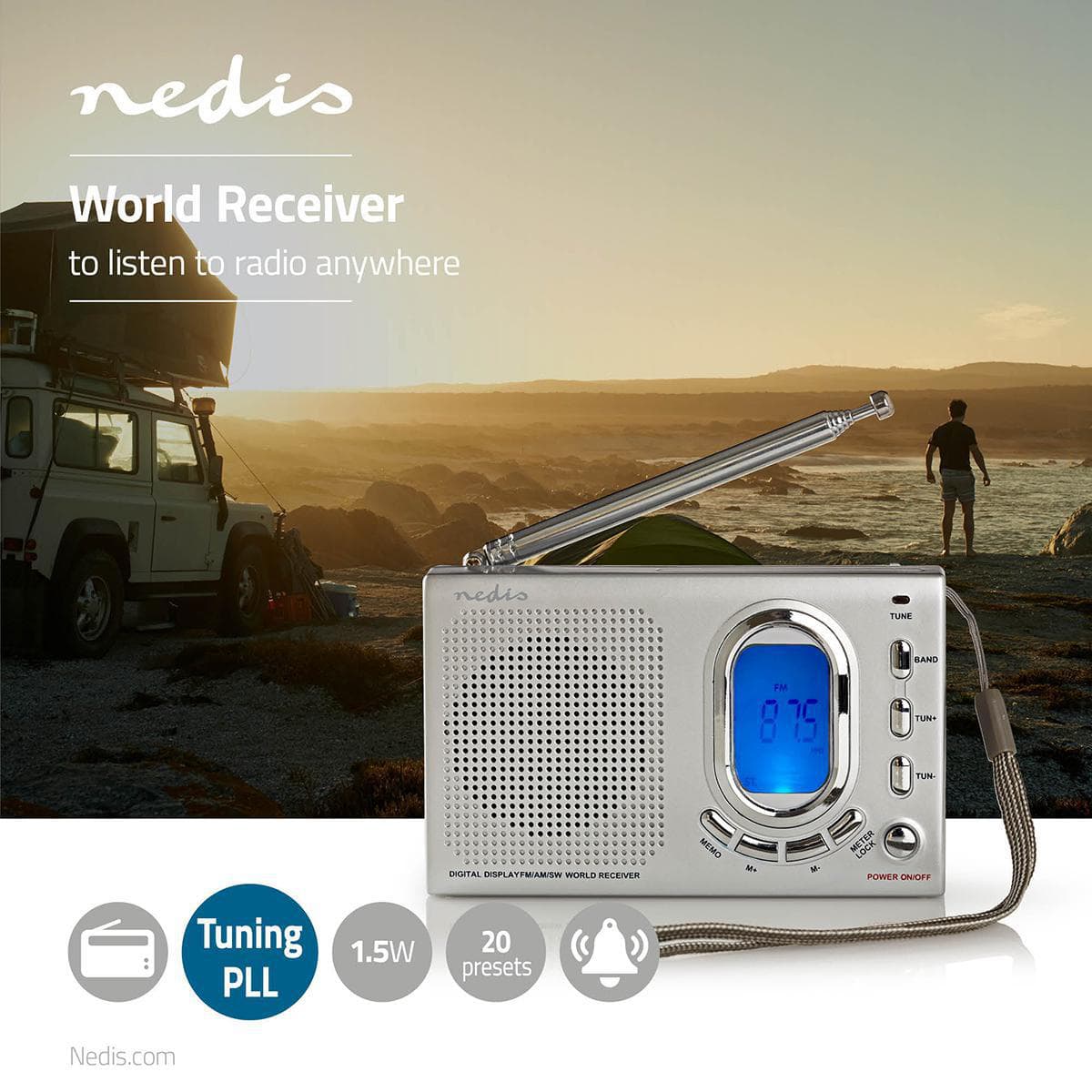 Wereldradio Nedis met wekker RDWR1000GY 8