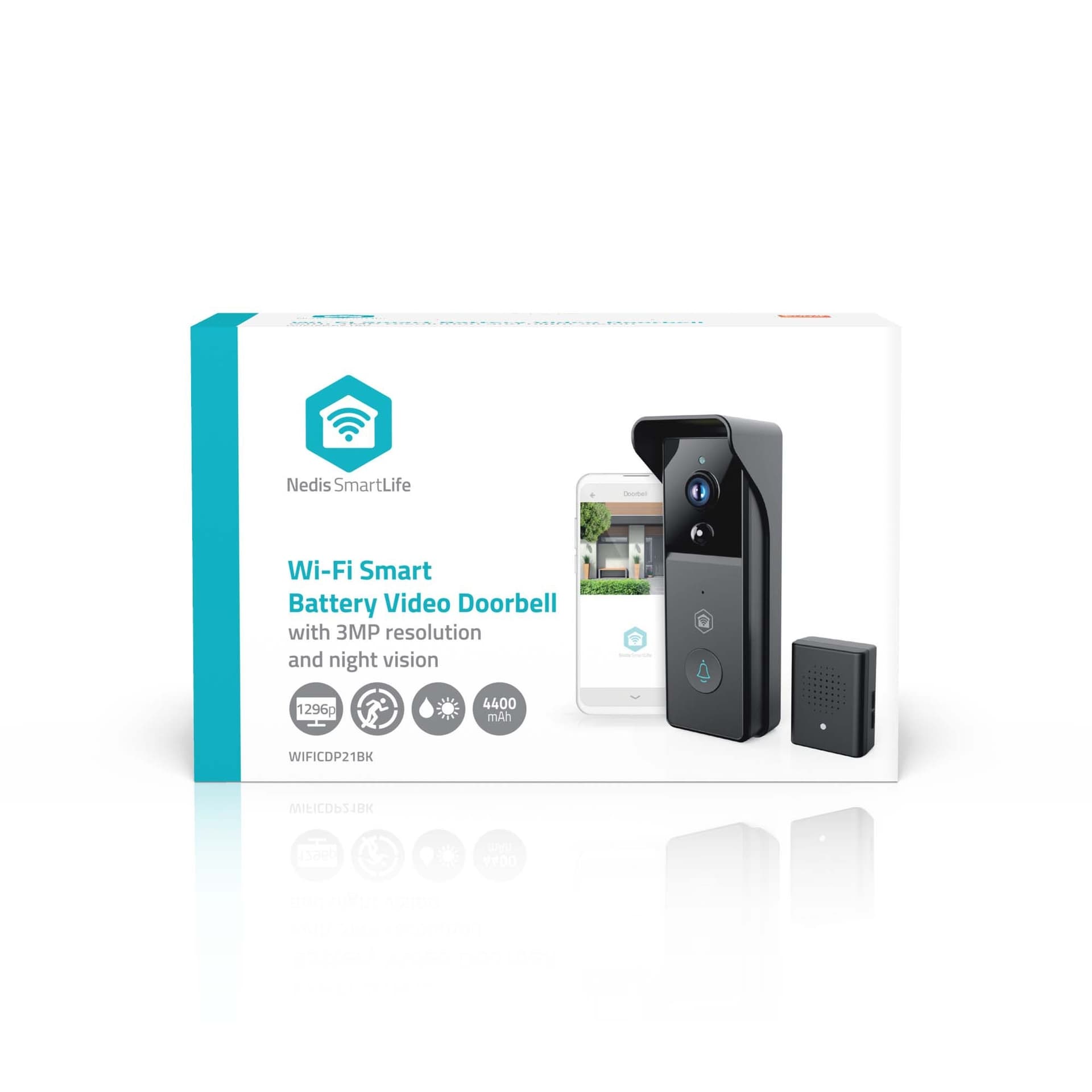 Videodeurbel Nedis Smartlife Wifi 3MP Full HD 1296p zwart 3