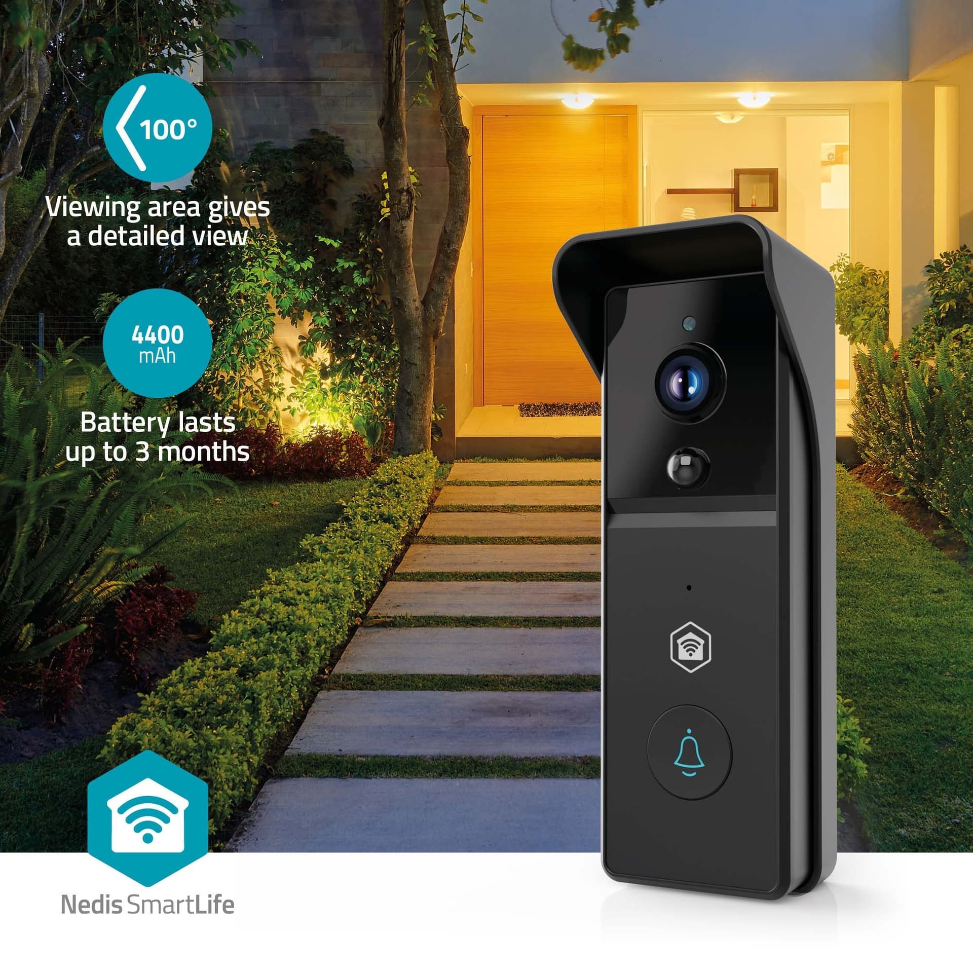 Videodeurbel Nedis Smartlife Wifi 3MP Full HD 1296p zwart 7