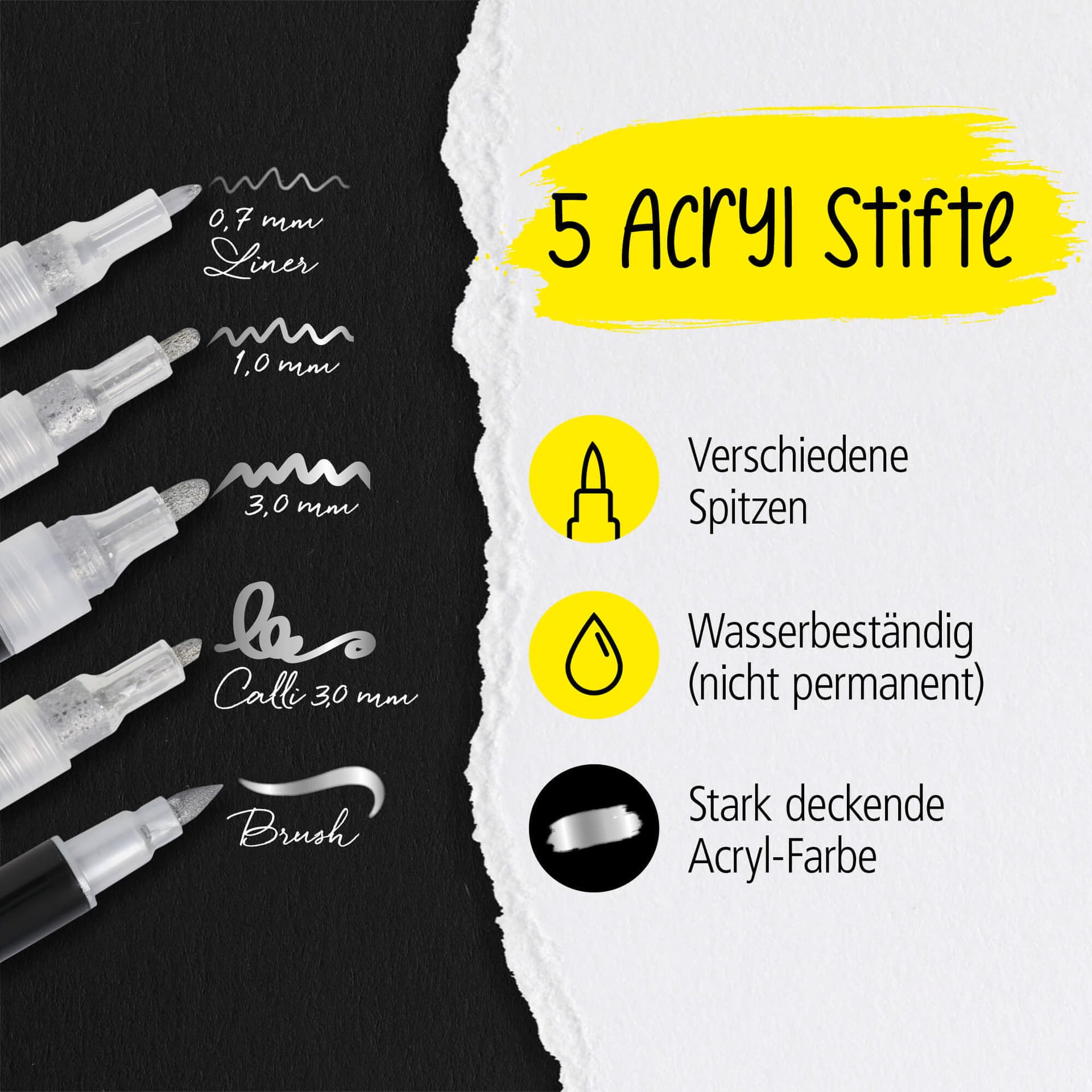 Acrylmarker Online lettering 5 breedtes zilver 5
