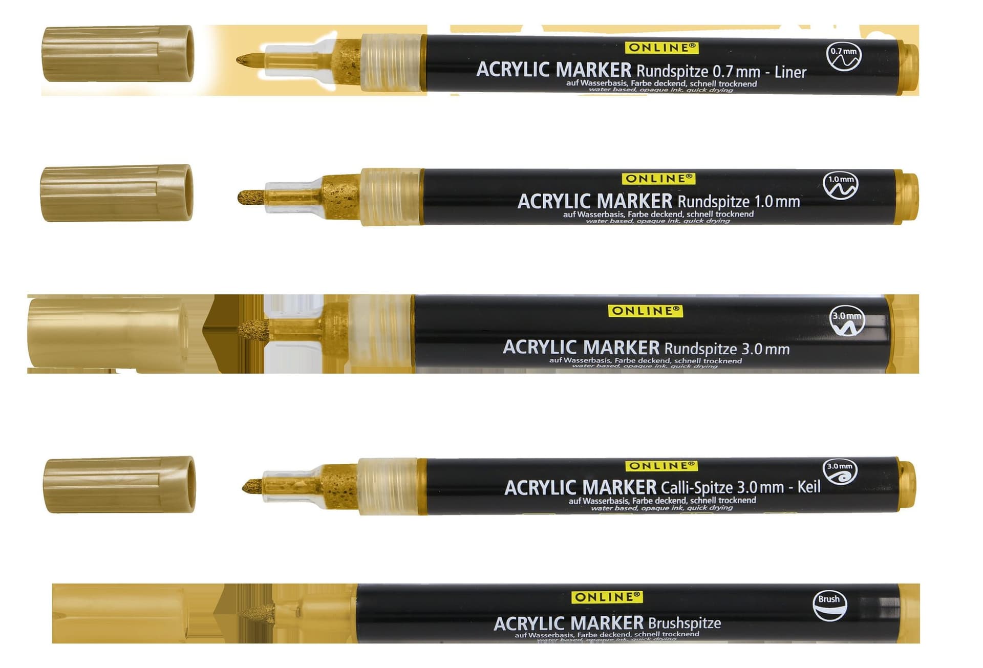 Acrylmarker Online lettering 5 breedtes goud 2