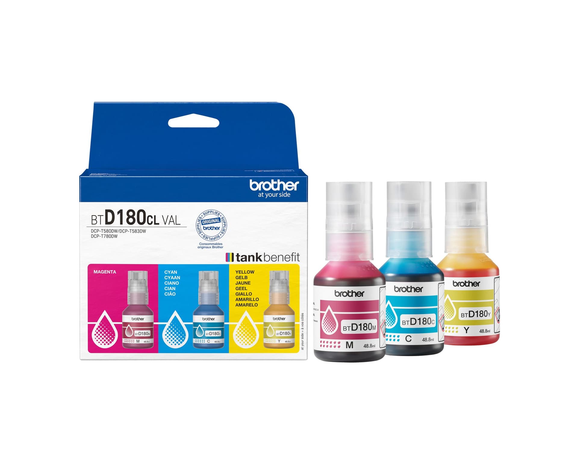 Navulinkt Brother BT-D180CLVAL 3 kleuren 3