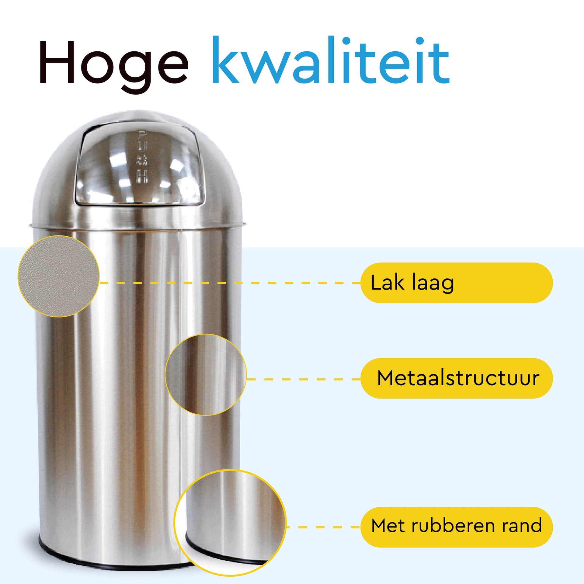 Afvalbak BRASQ Push Bin PB230+ 30 liter rvs 3