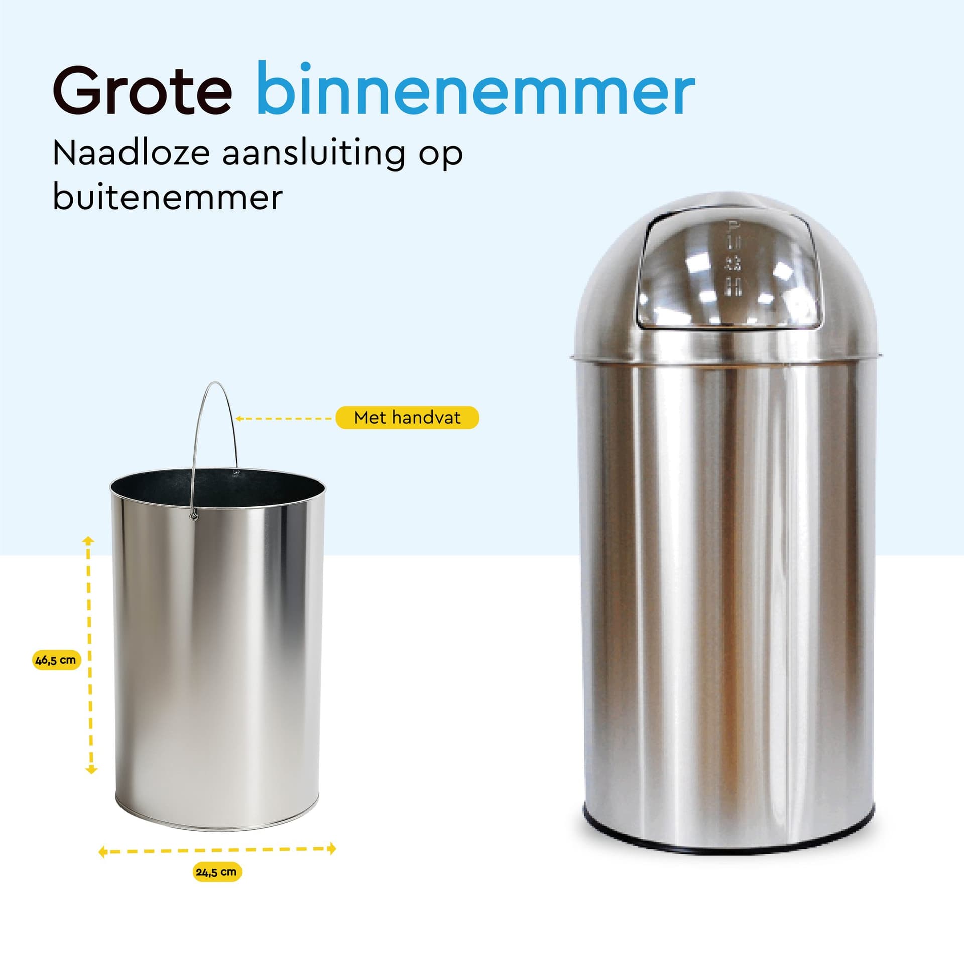 Afvalbak BRASQ Push Bin PB230+ 30 liter rvs 5