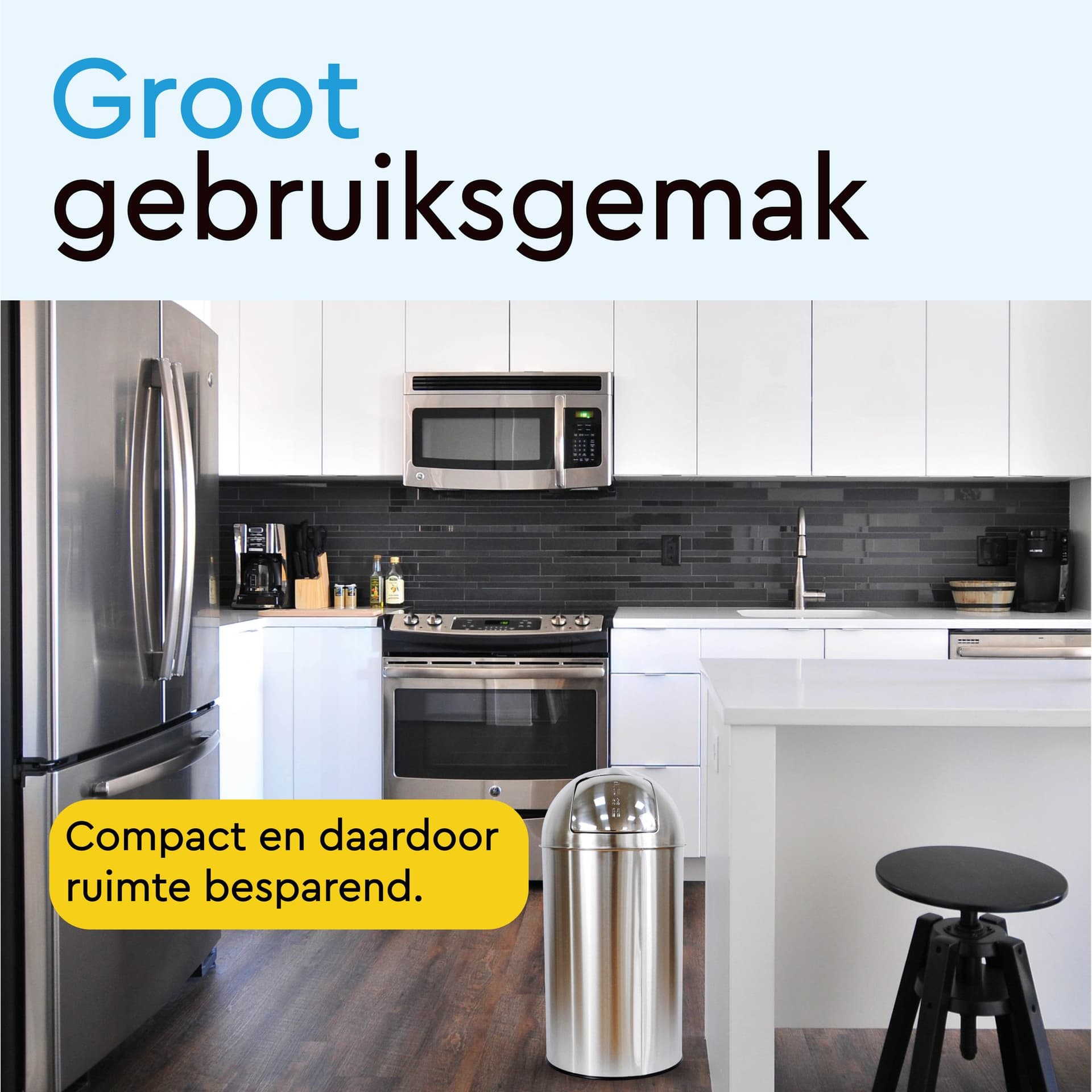 Afvalbak BRASQ Push Bin PB230+ 30 liter rvs 8