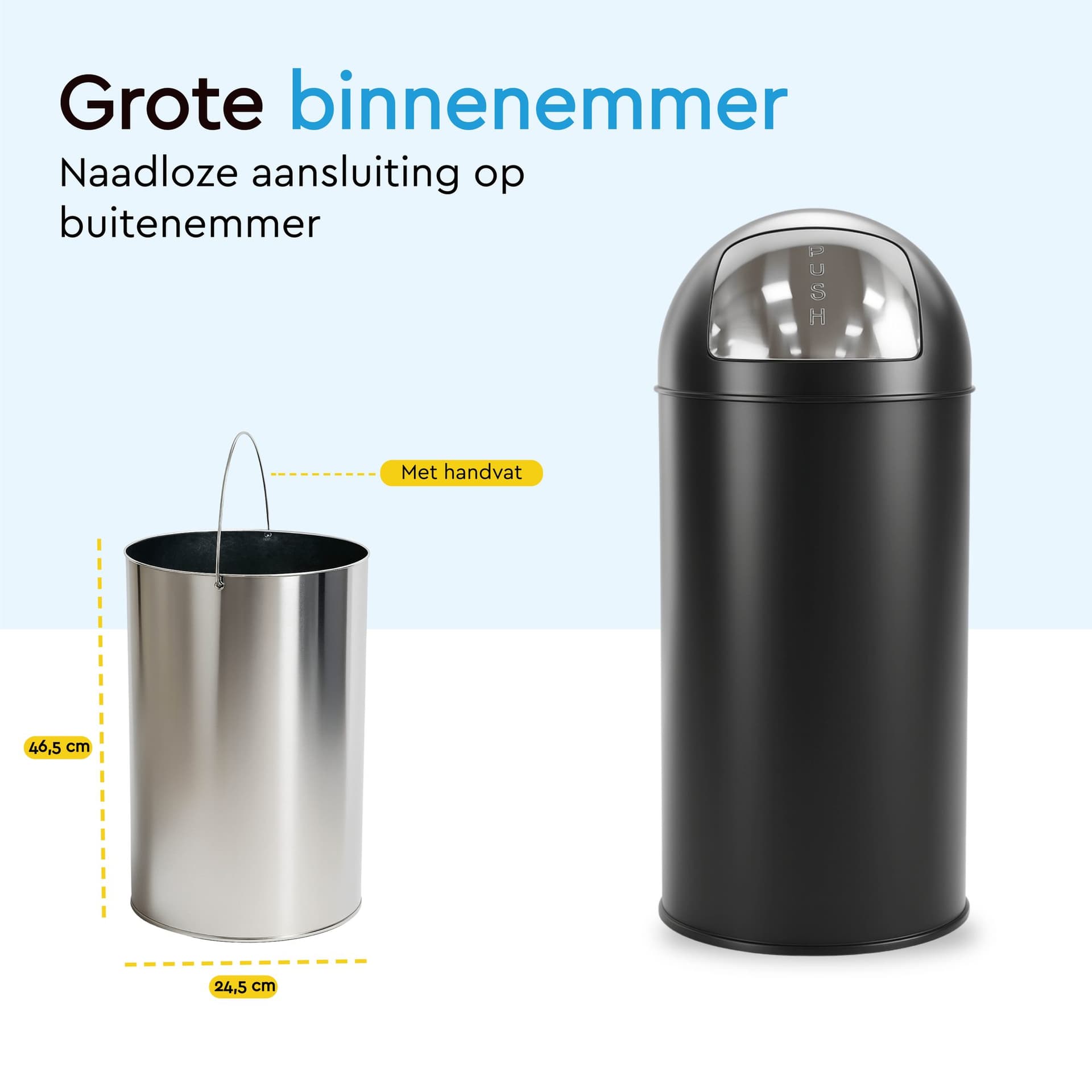 Afvalbak BRASQ Push Bin PB230+ 30 liter zwart 7