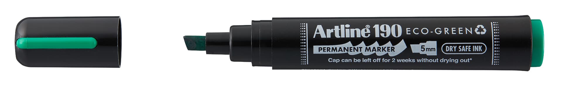 Permanent marker Artline 190 Dry Safe Eco schuin 2-5mm groen