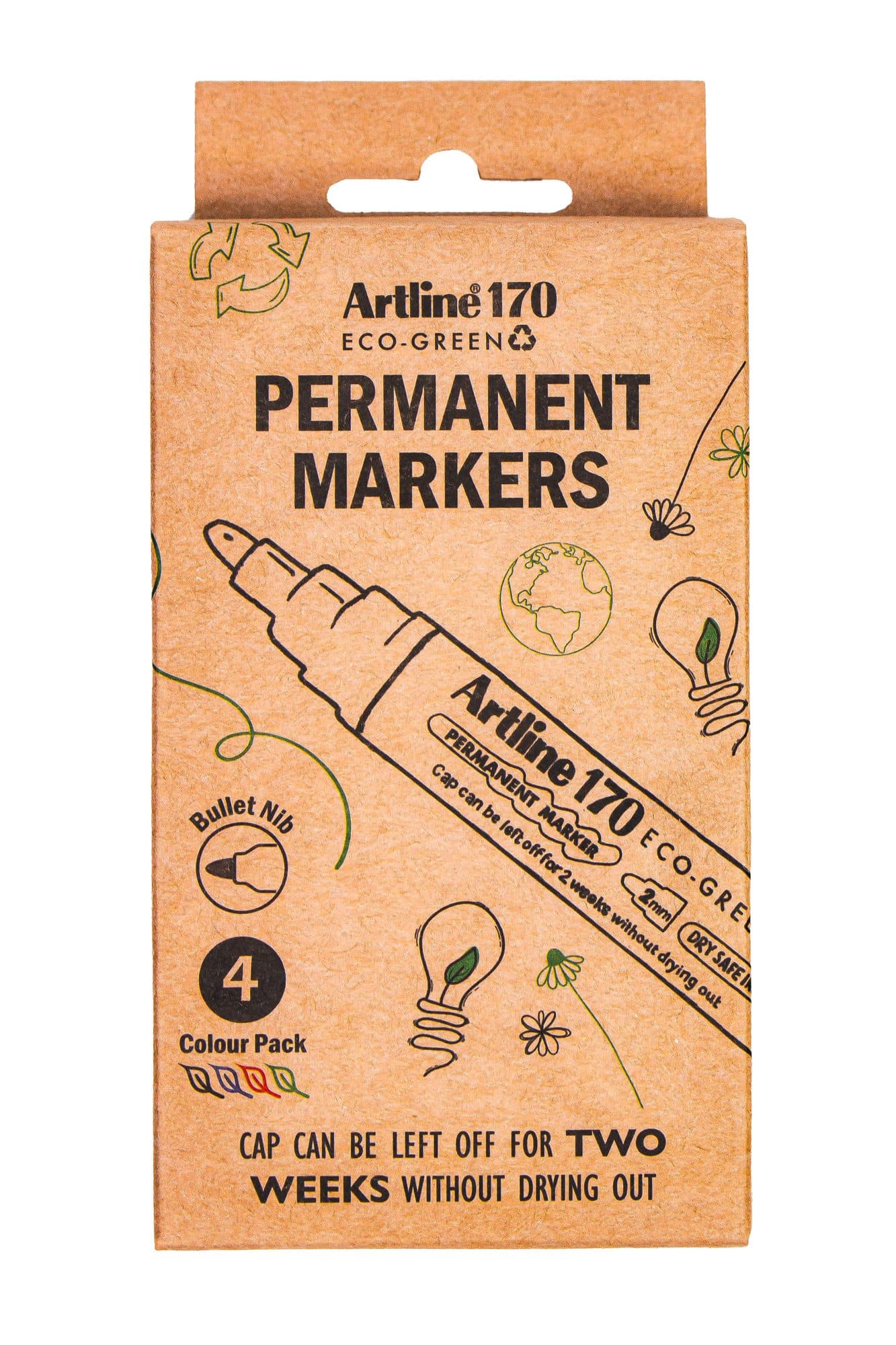 Permanent marker Artline 170 Dry Safe Eco rond medium ass 4 stuks 2