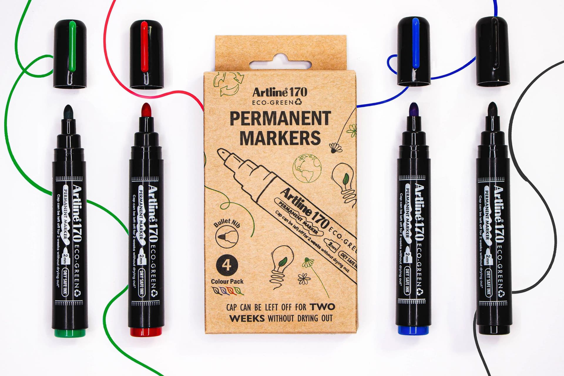 Permanent marker Artline 170 Dry Safe Eco rond medium ass 4 stuks 3